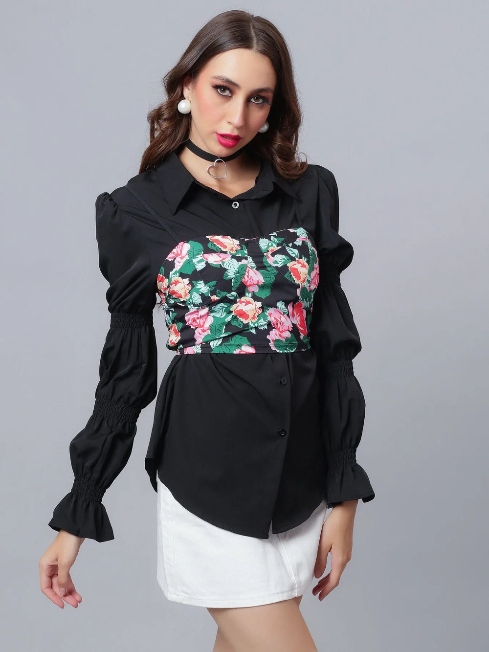Floral Cami and Shirt Set