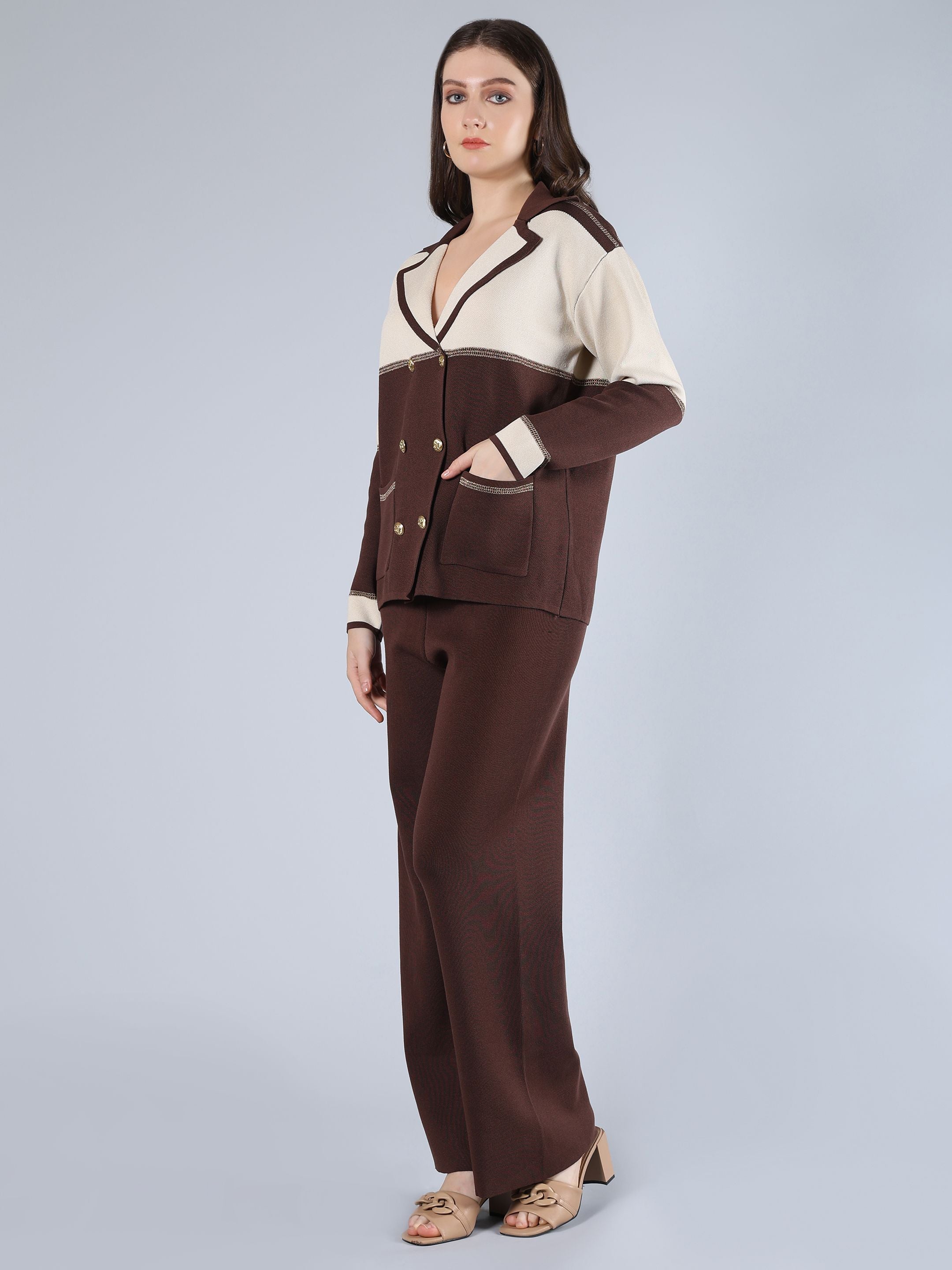 Buttoned Knit Cardigan & Pant Set