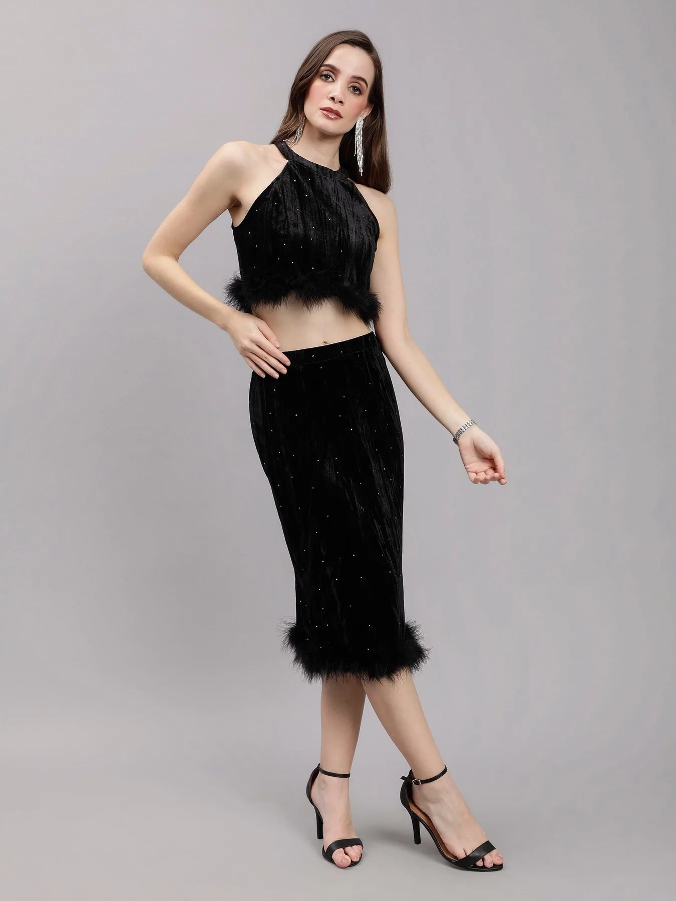 Rhinestones Sprinkle Two Piece Set