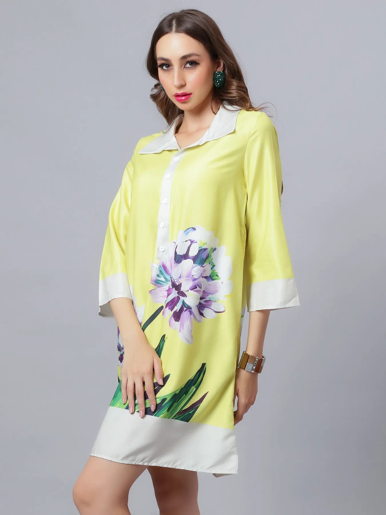 Floral Printed Shirt Dress