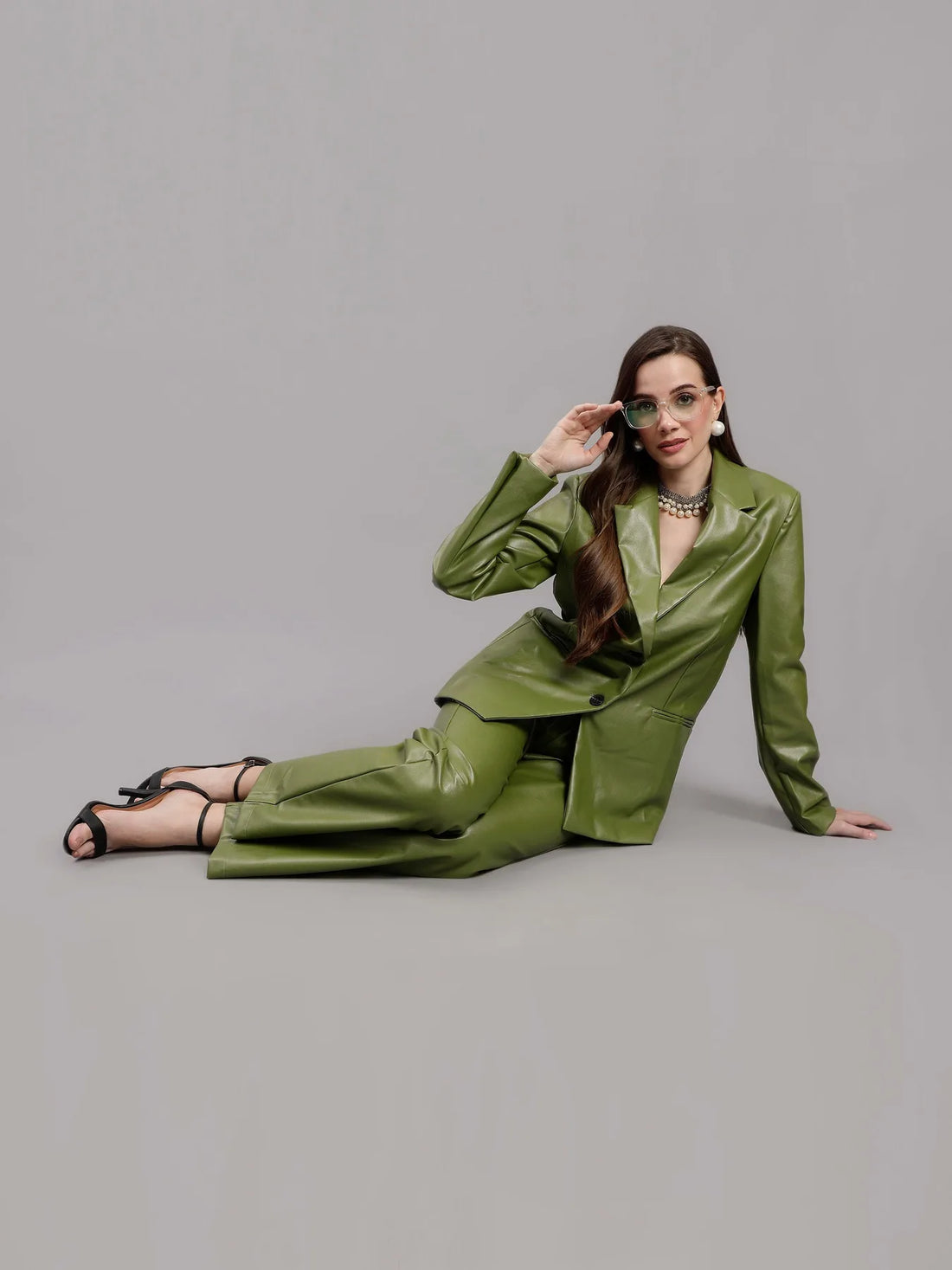 Faux Leather Formal Two Piece Set