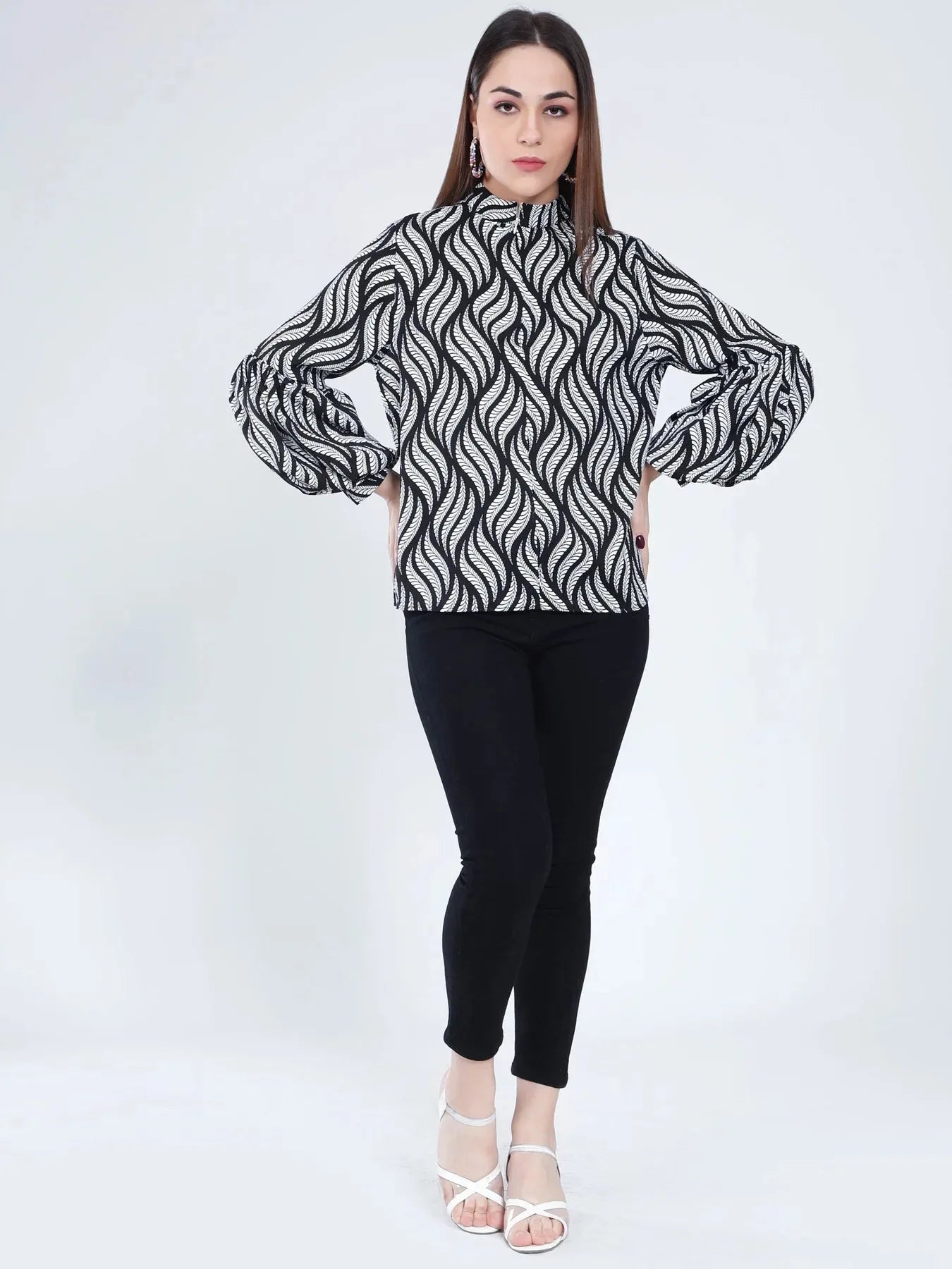 Swirl Leaf Printed Blouse