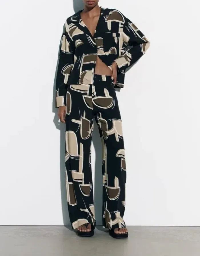 Abstract Printed Two-Piece Set