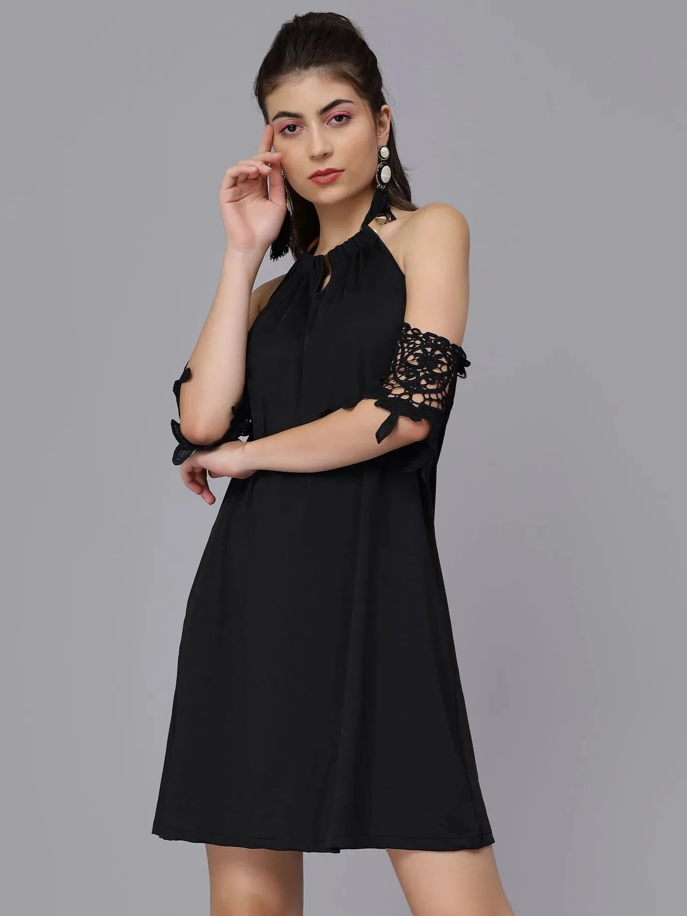 Off-Shoulder Lace Cutout Dress