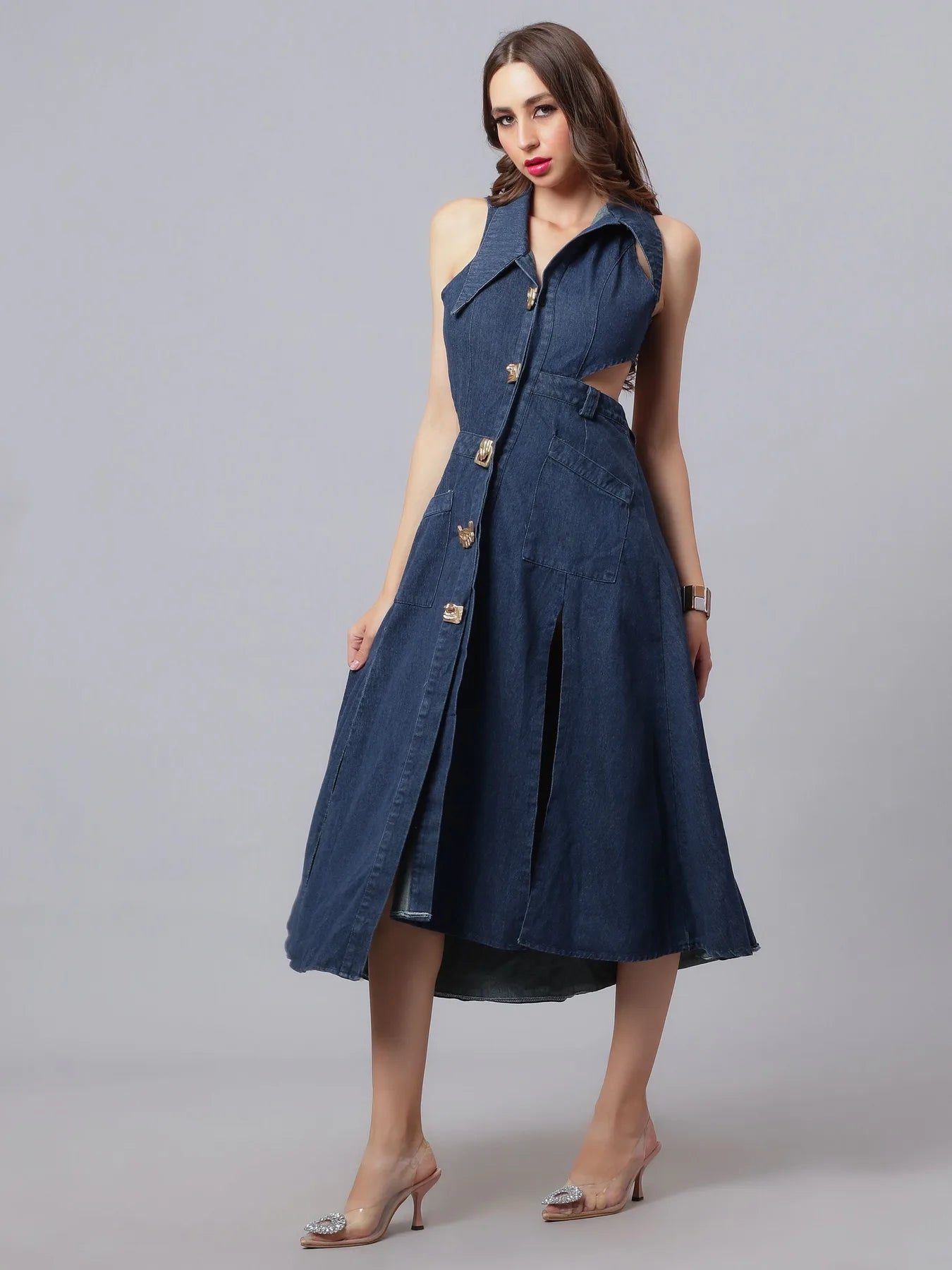 Hollow Out Denim Dress