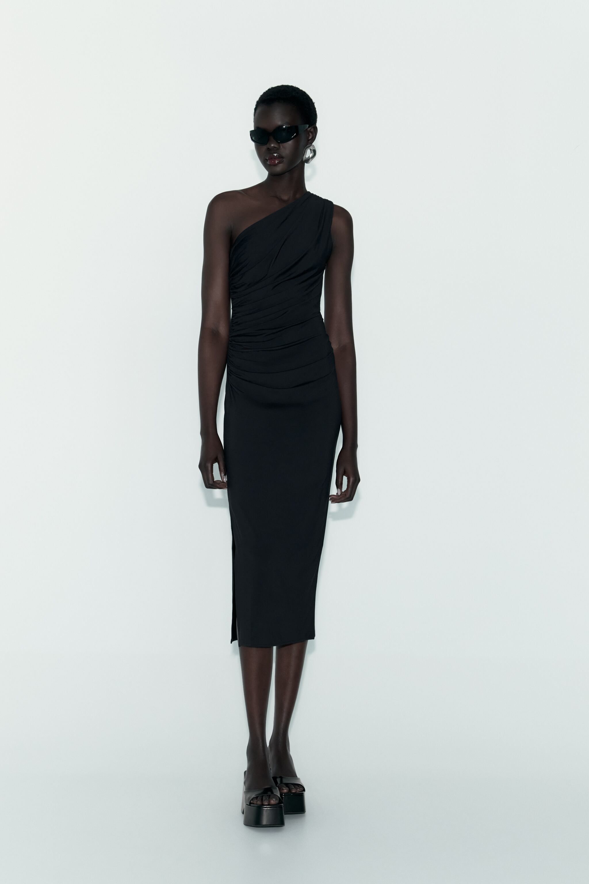 Fitted Asymmetric Draped Dress