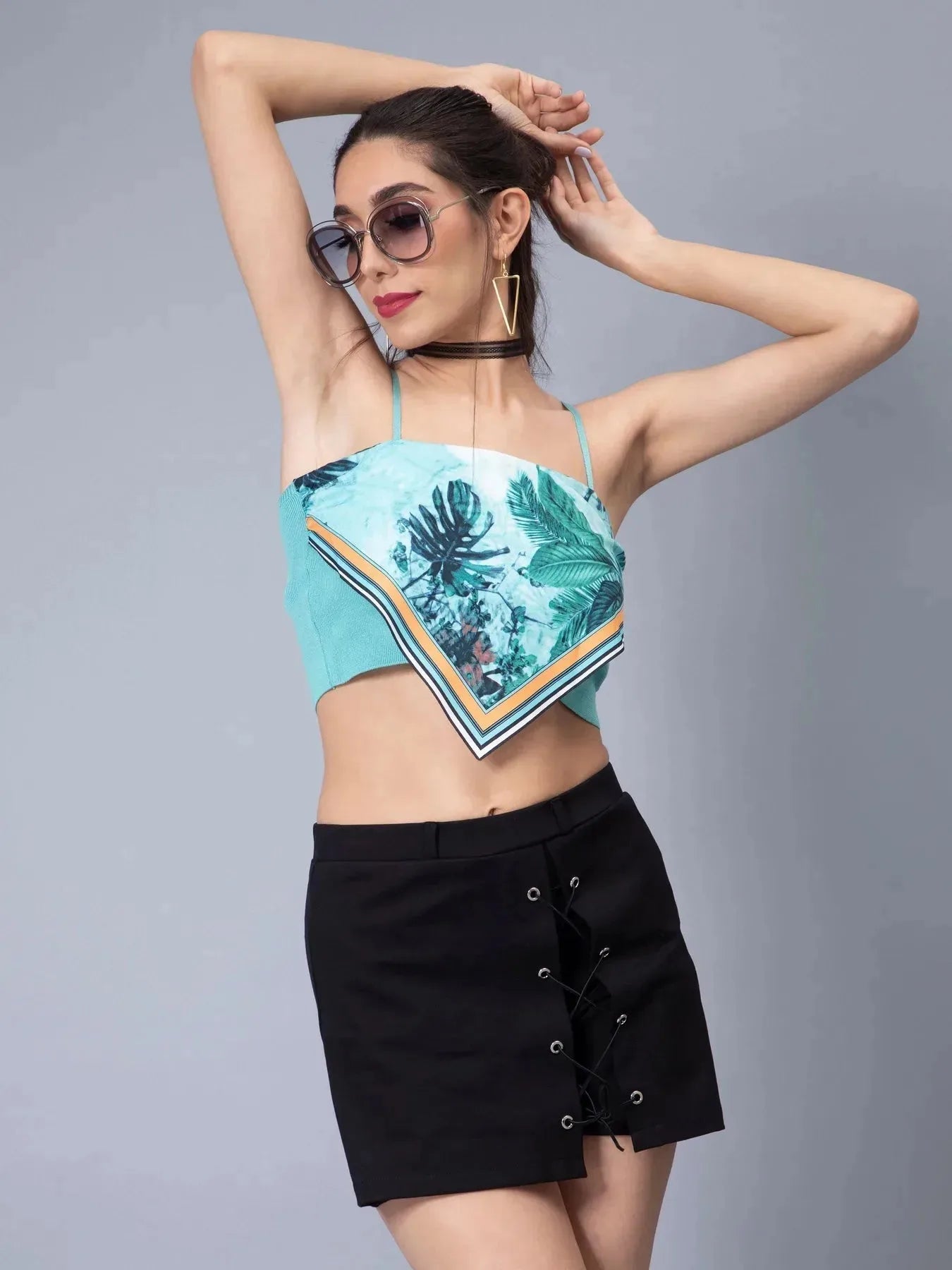 Print Handkerchief Flap Cami Top