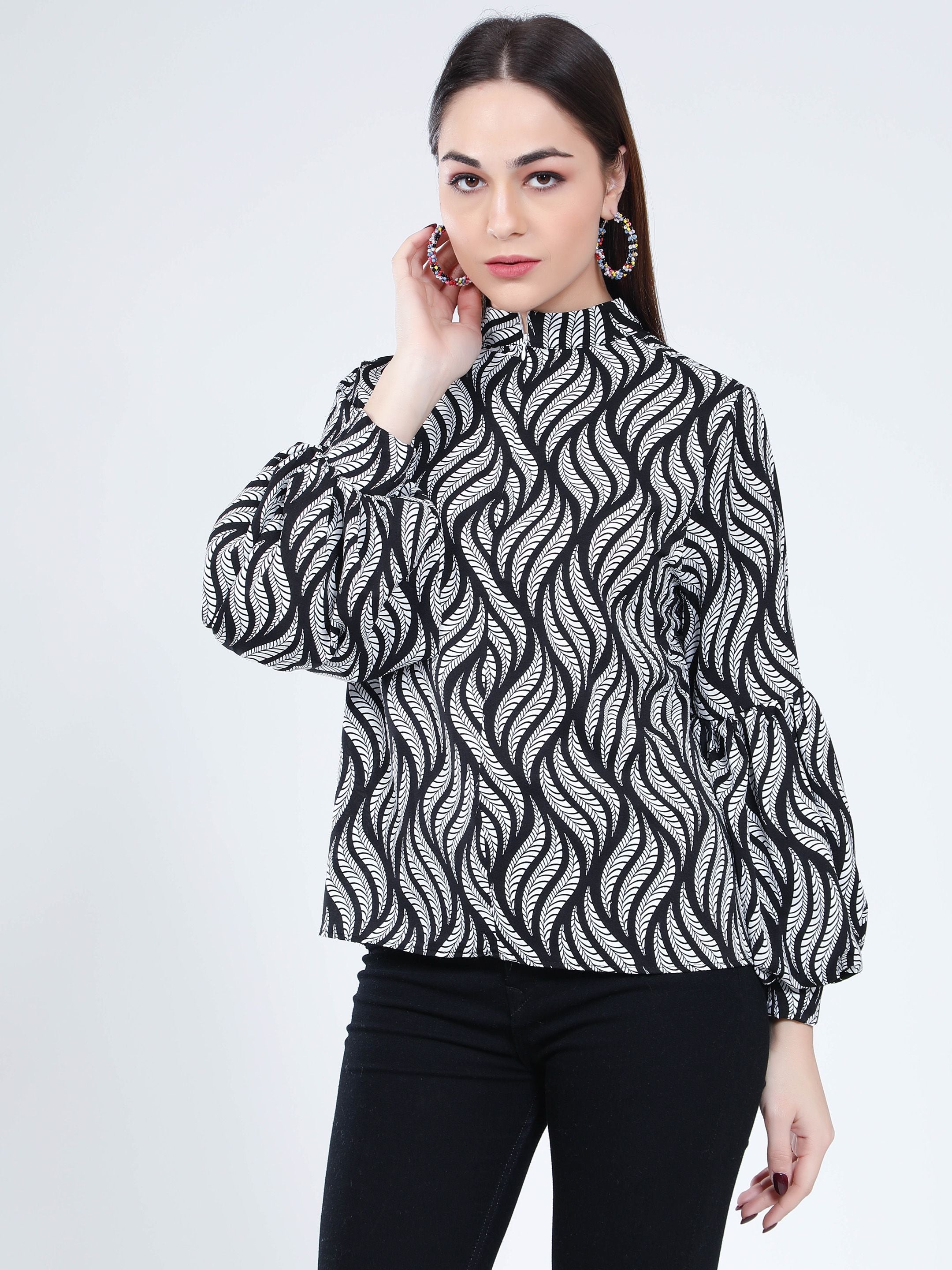 Swirl Leaf Printed Blouse