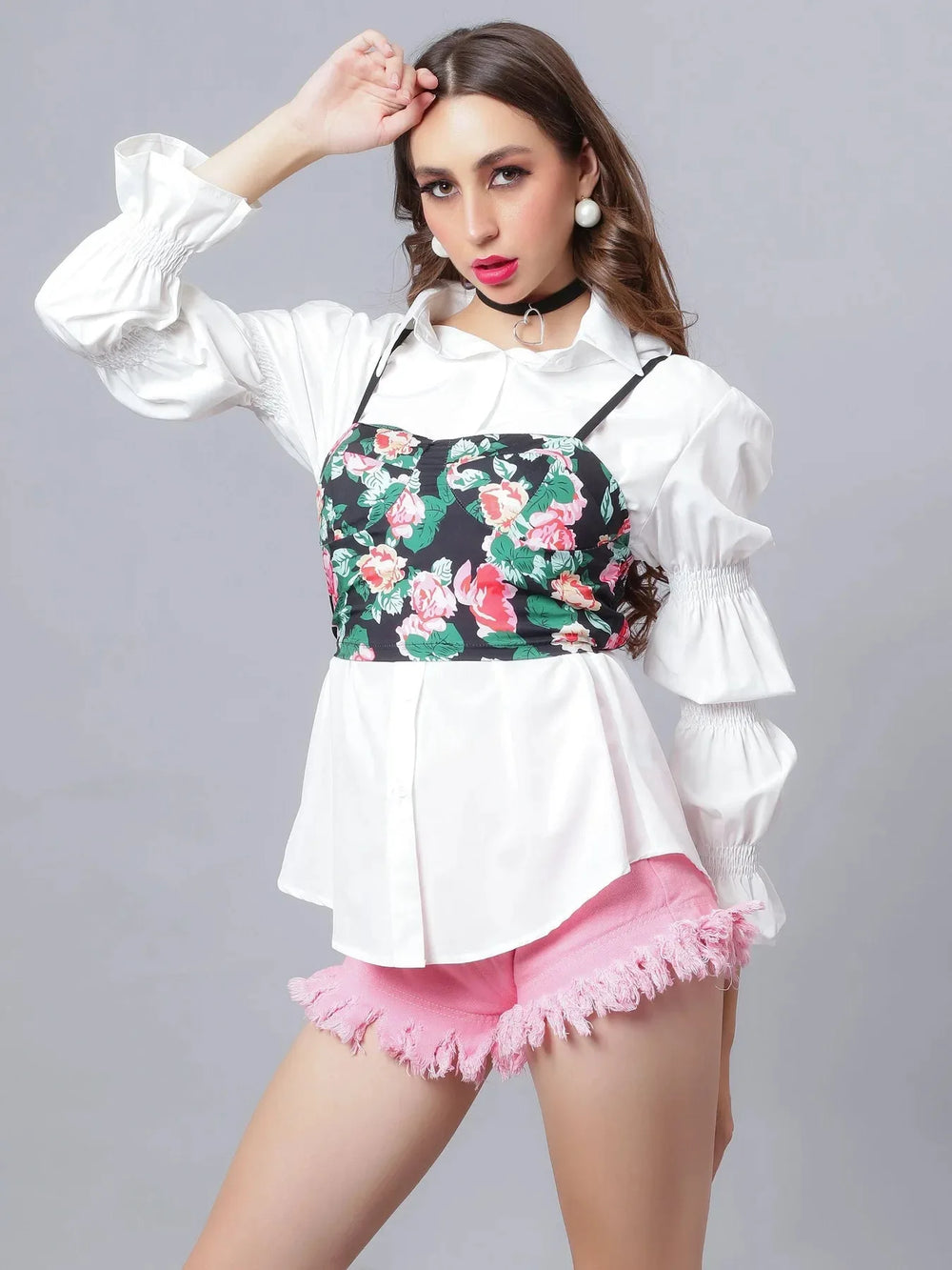 Floral Cami and Shirt Set