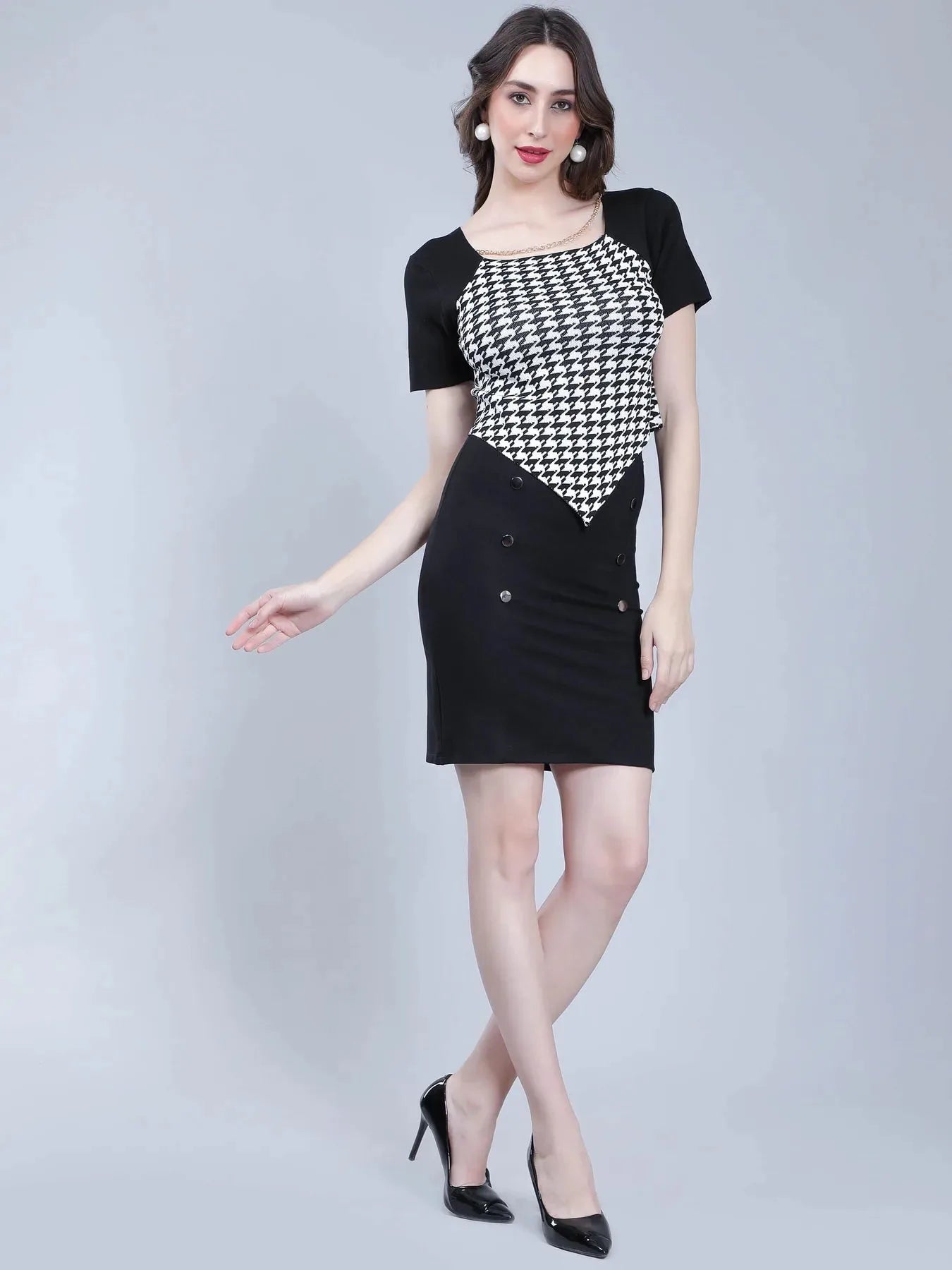 Button Accents Short Skirt