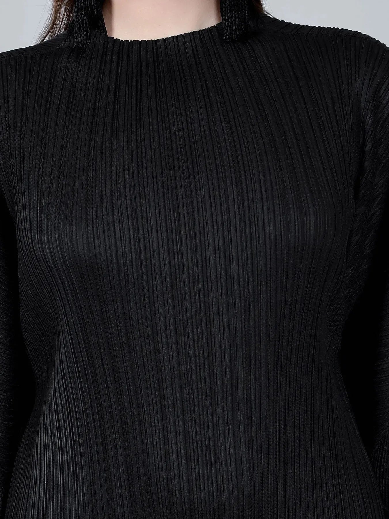 Jewel Neck Pleated Dress