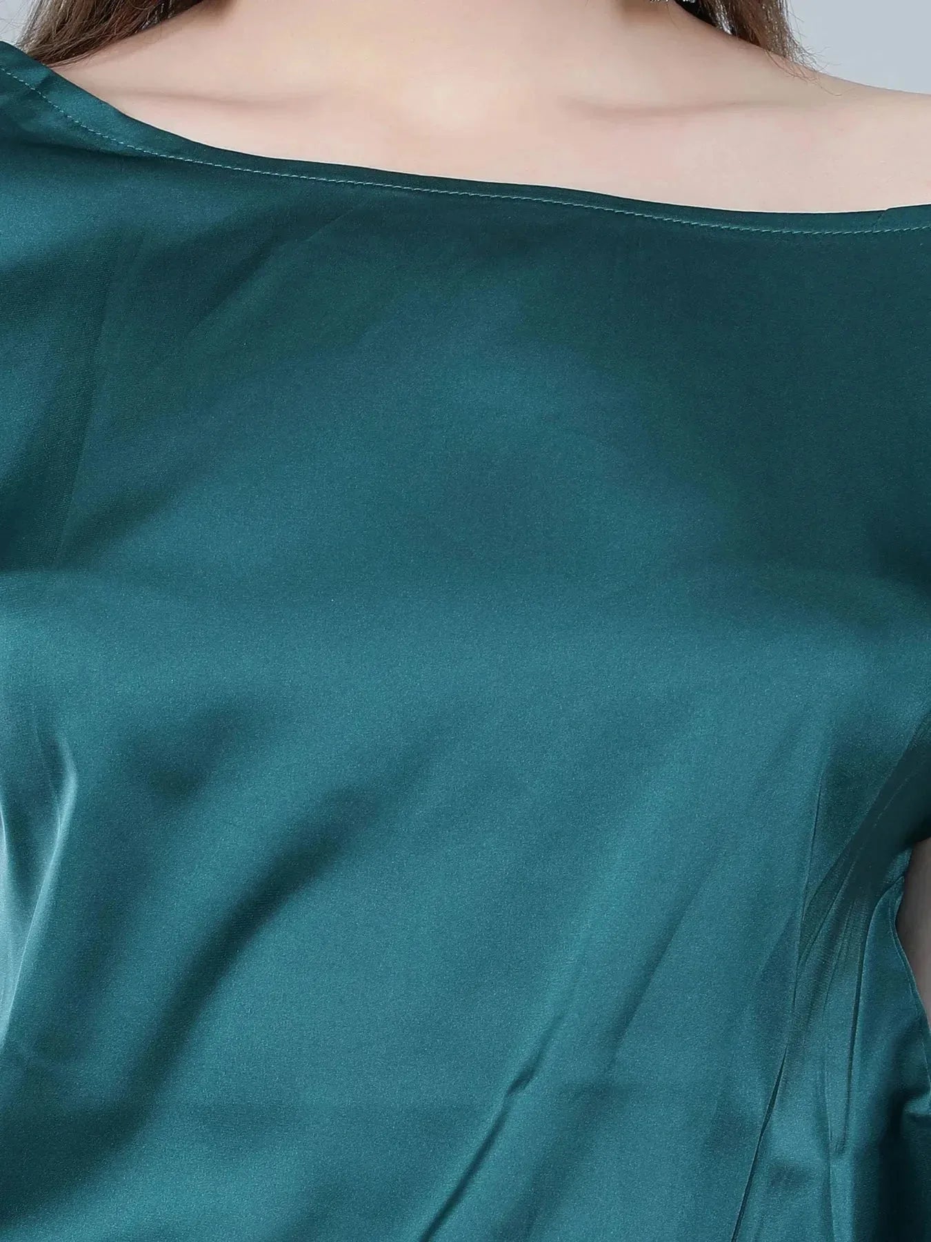 Tie Shoulder Satin Blouse