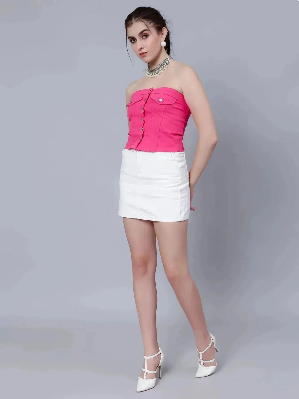 Denim Corset Crop Top