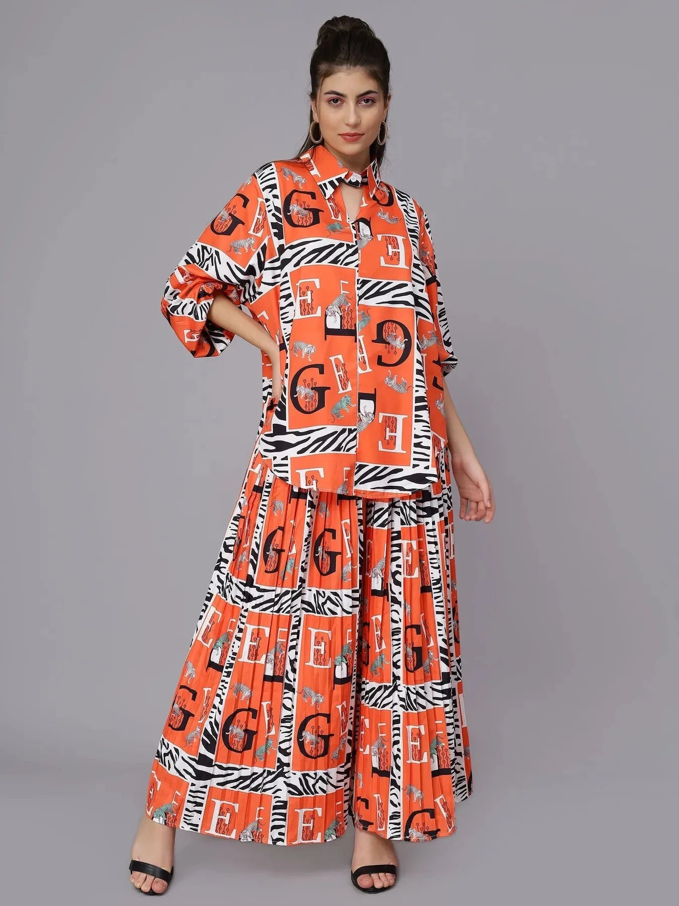 Tiger Print Oversized Two-Piece Set
