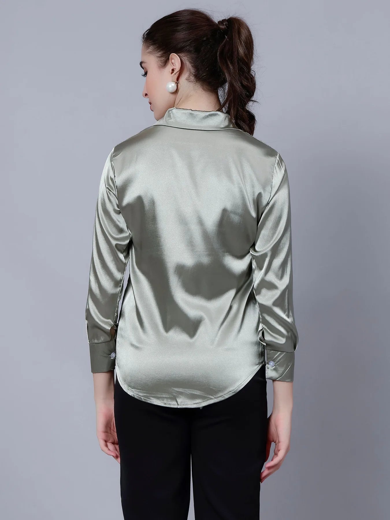 Elegant Ribbon Satin Shirt