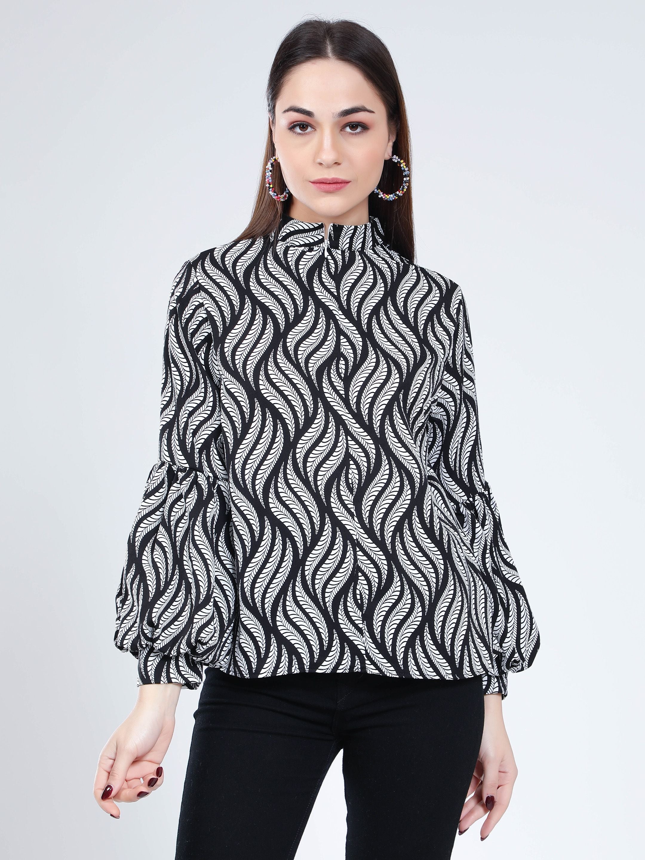Swirl Leaf Printed Blouse