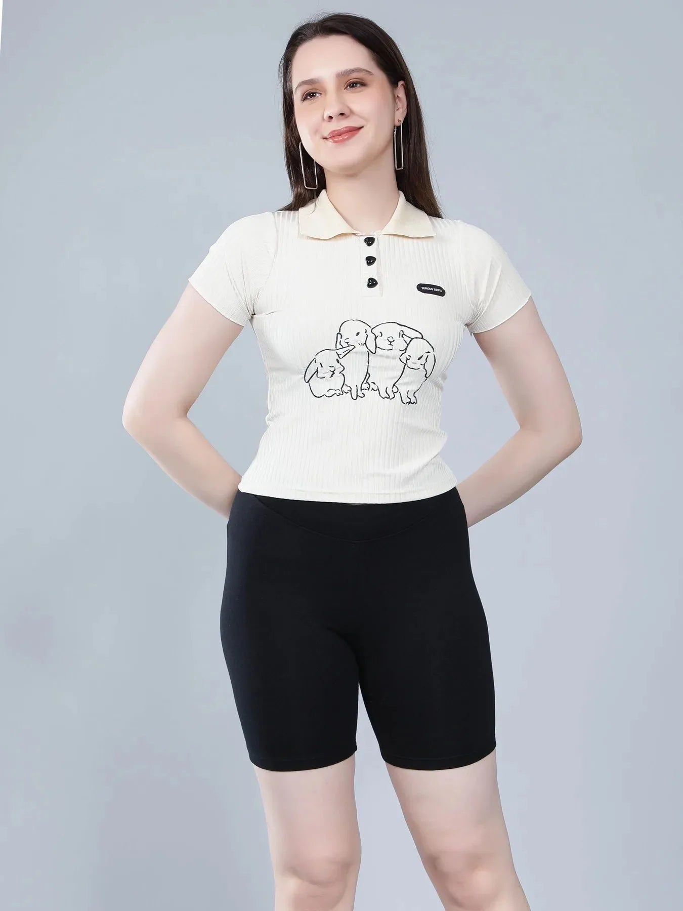 Heart Button Knitted T-shirt