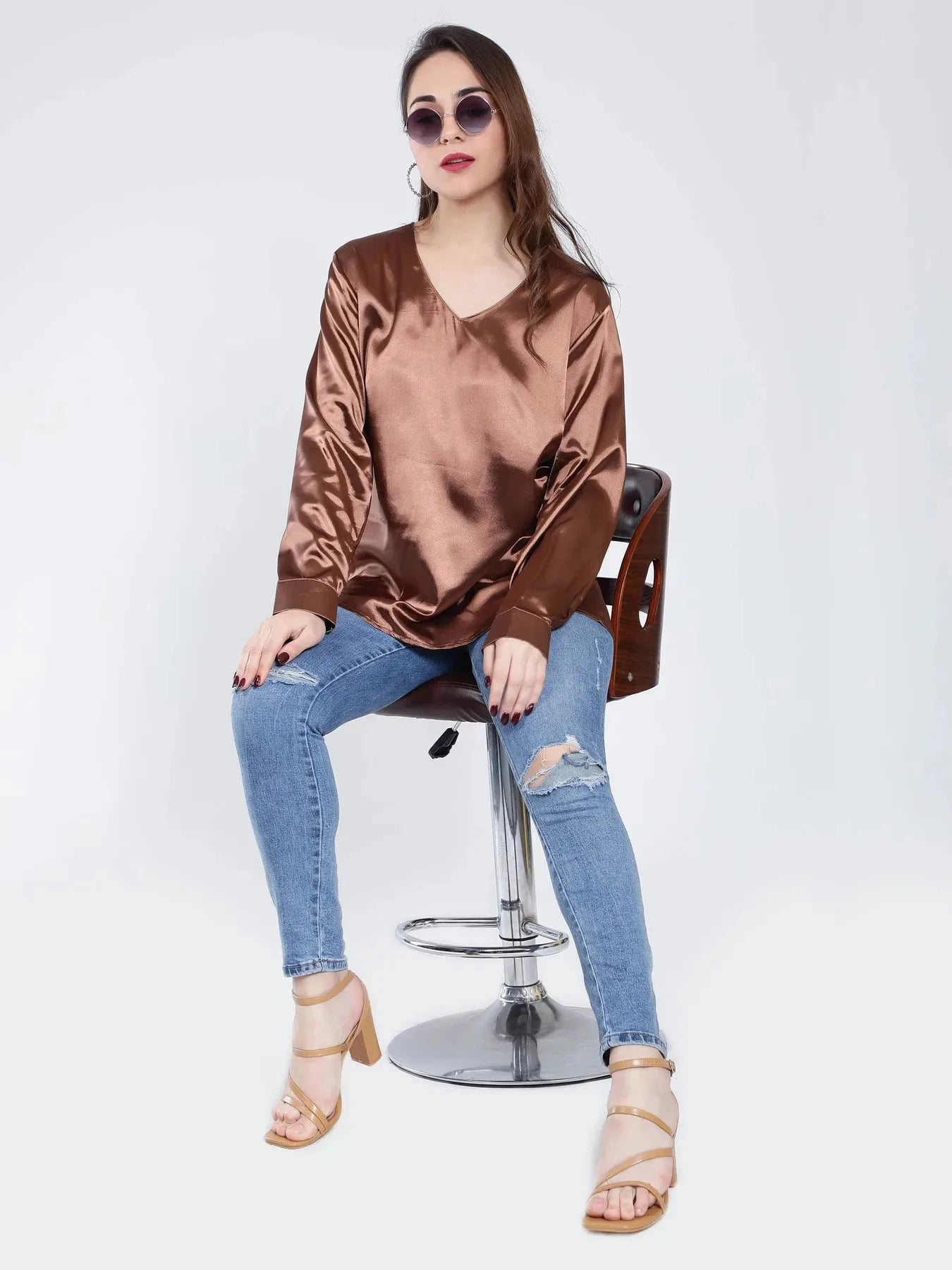 V-Neck Satin Top