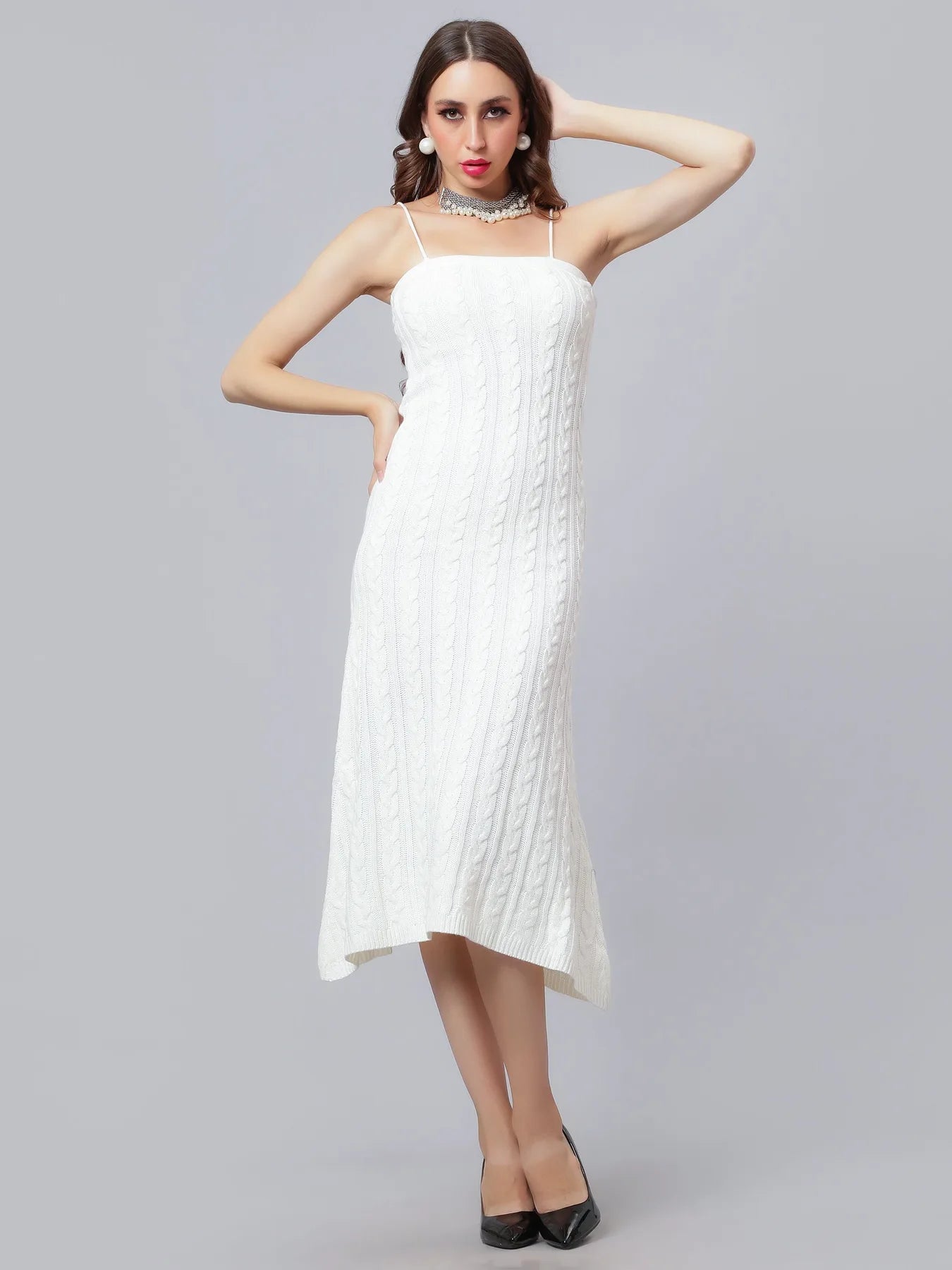Cable Knitted Midi Dress
