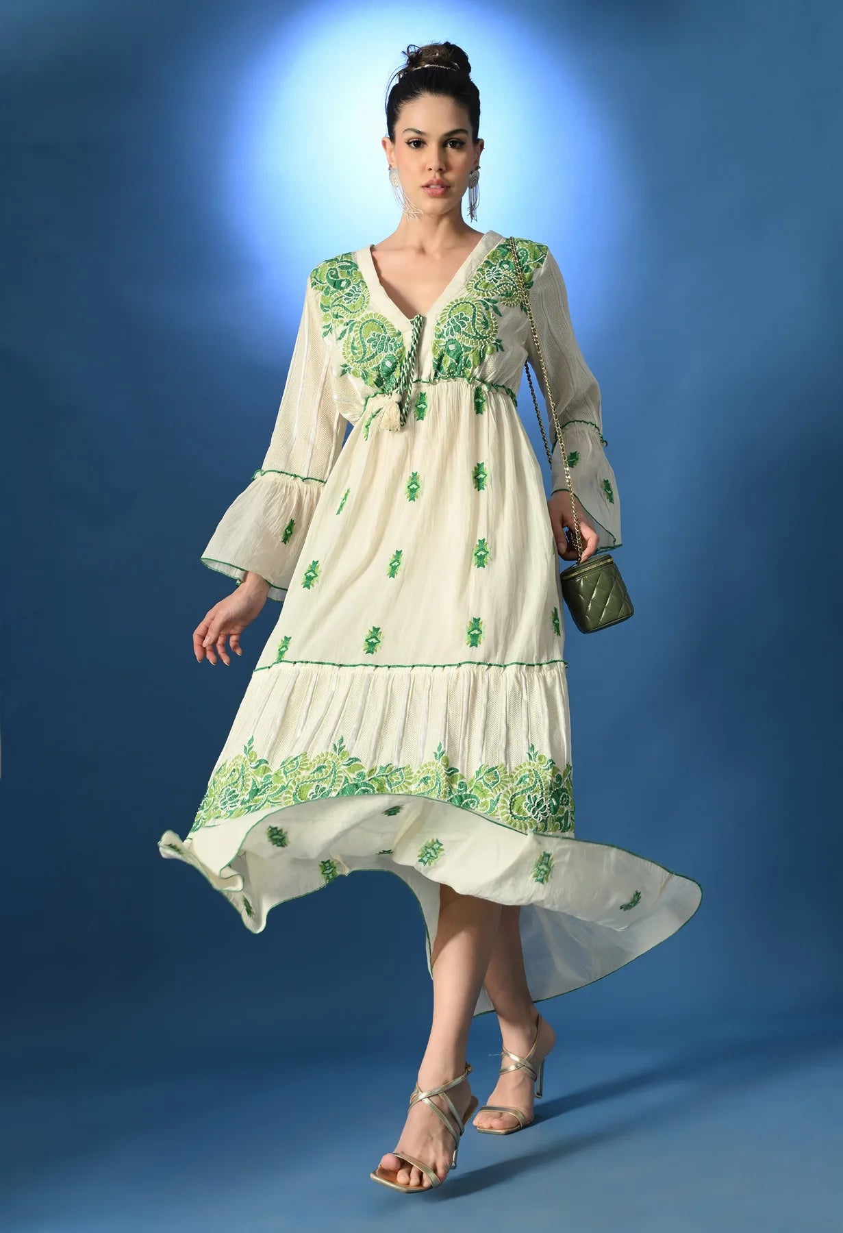 Aurora Jacquard Green Maxi Dress
