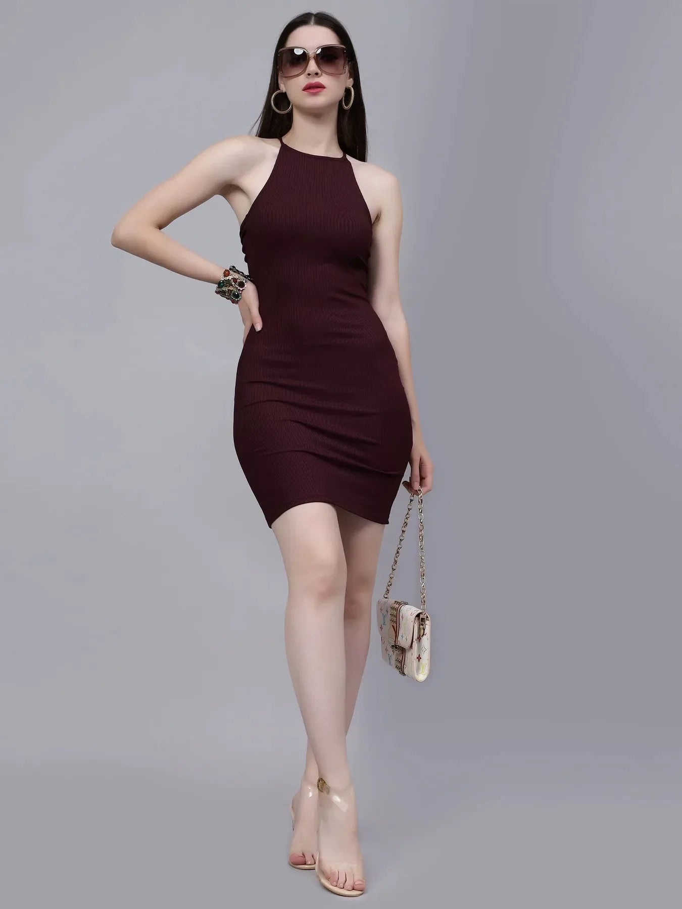 Sexy Bodycon Halter Short Dress