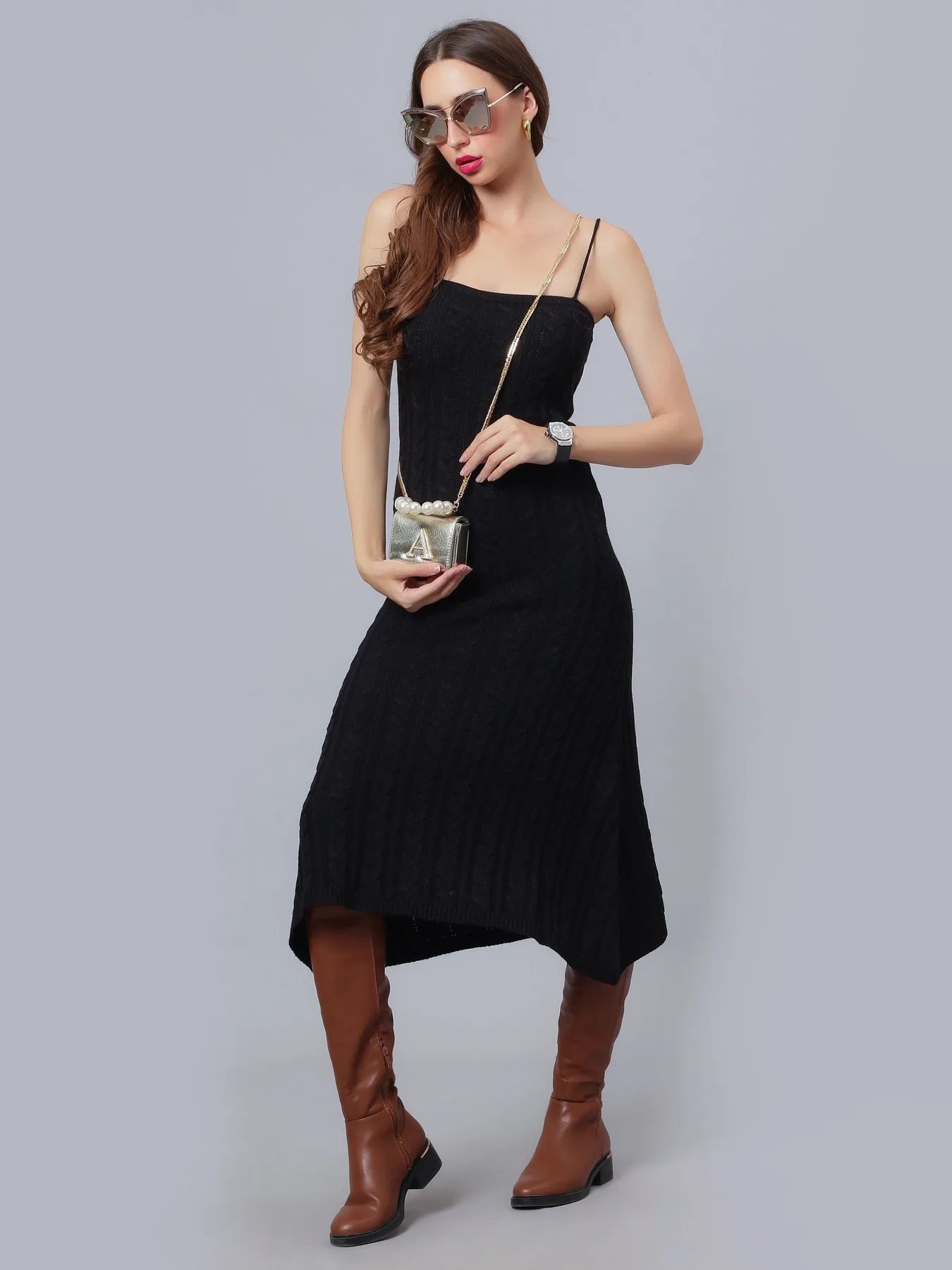Cable Knitted Midi Dress