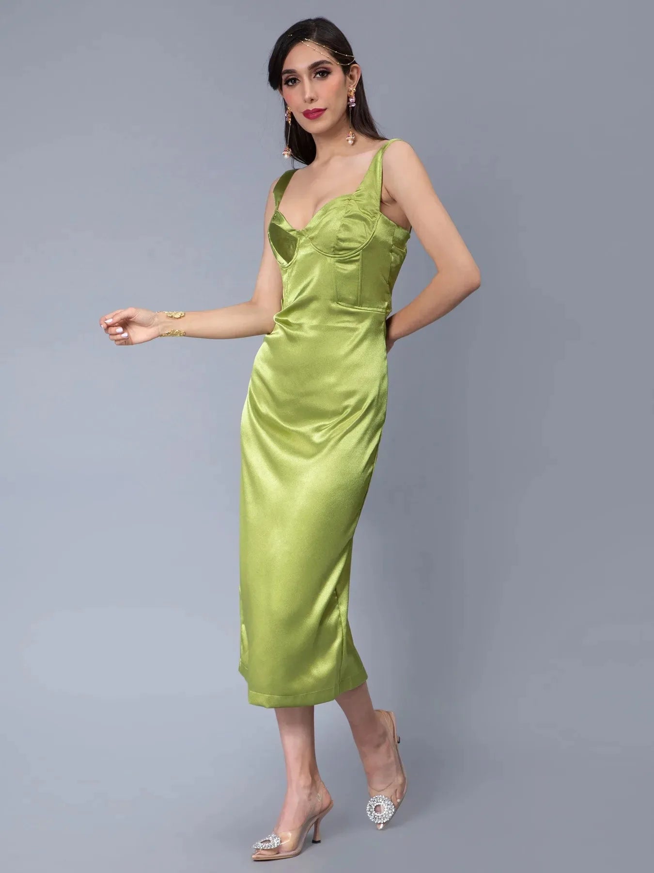 Bra Cups Satin Dress