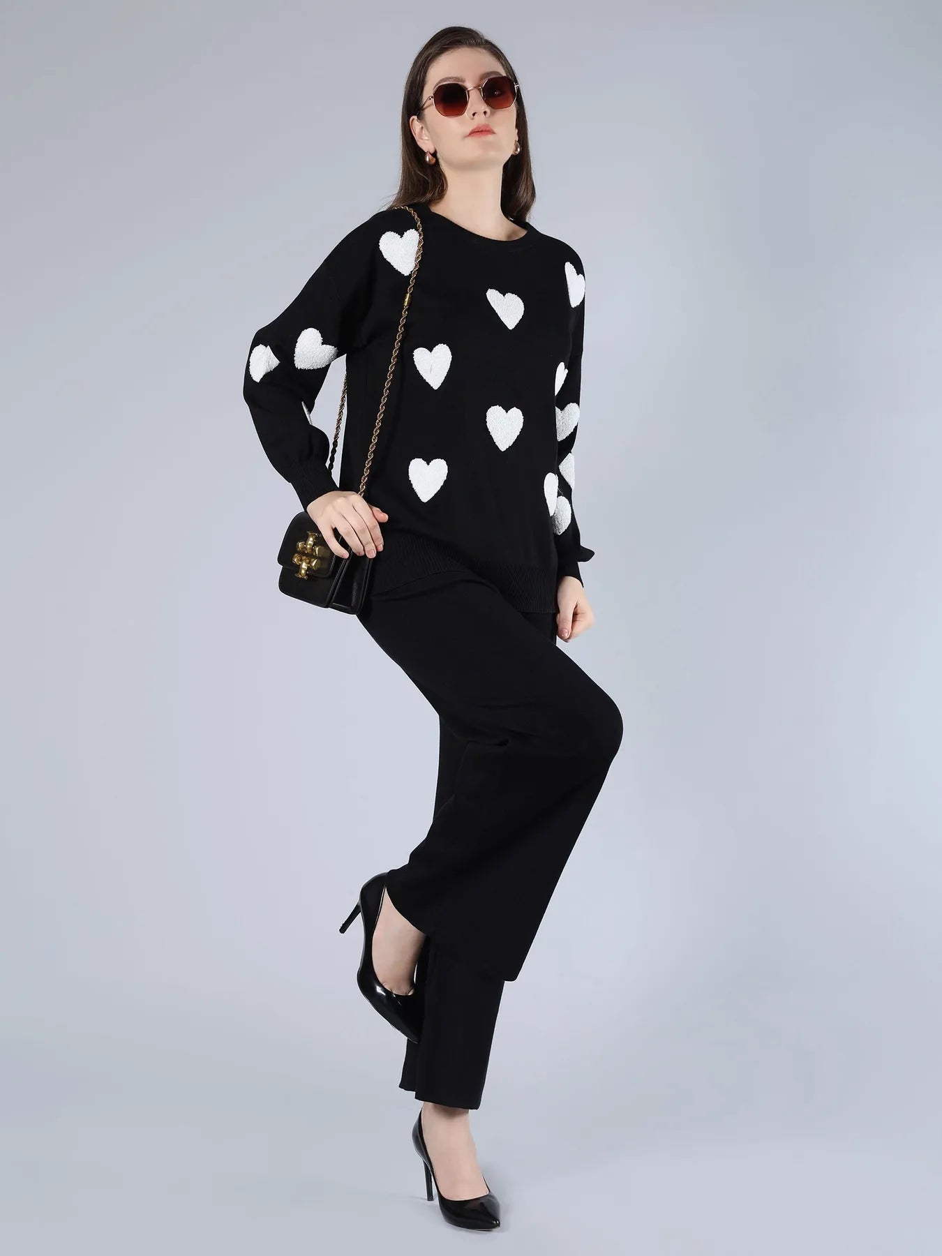 Heart Knitted Two Piece Set