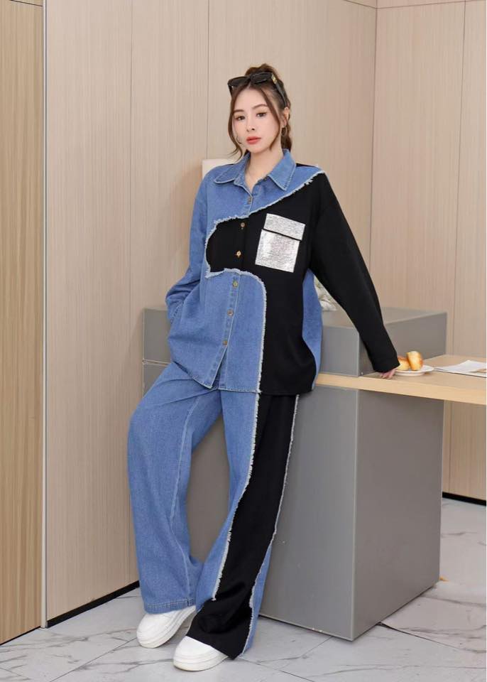 Rhineblock Denim Two-Piece Set