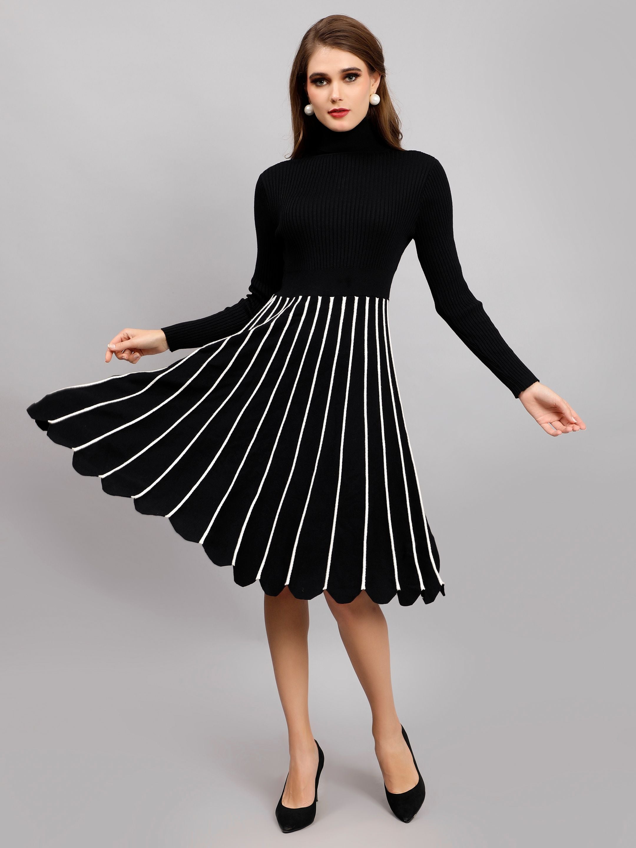 Elegant Winter Scallop Dress
