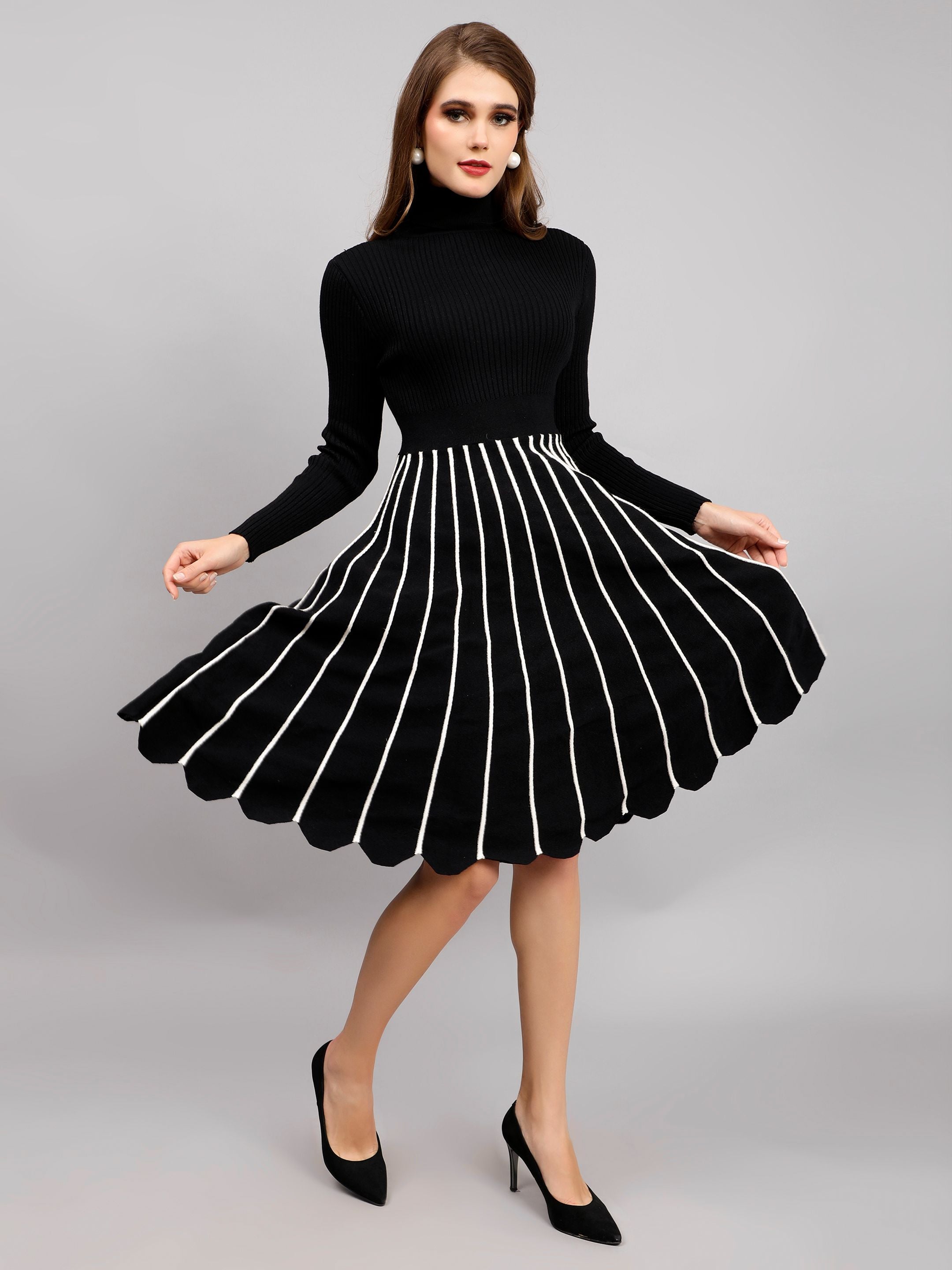 Elegant Winter Scallop Dress