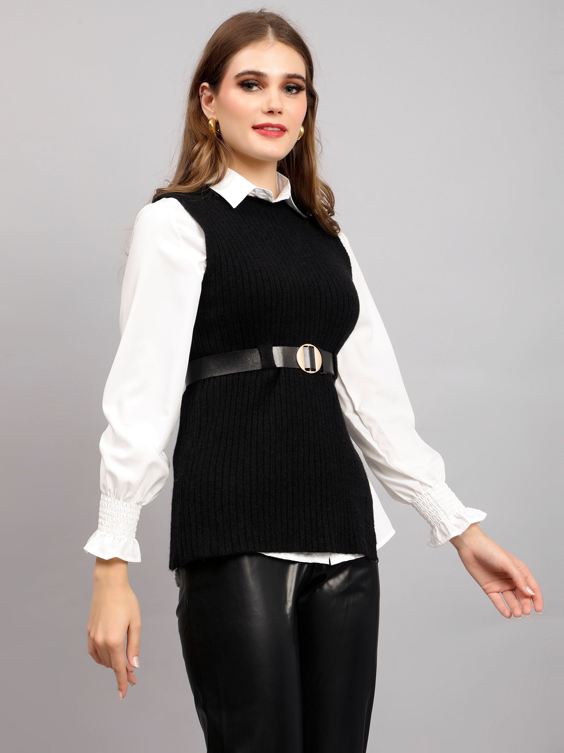 Knitted Winter Vest and Shirt Set