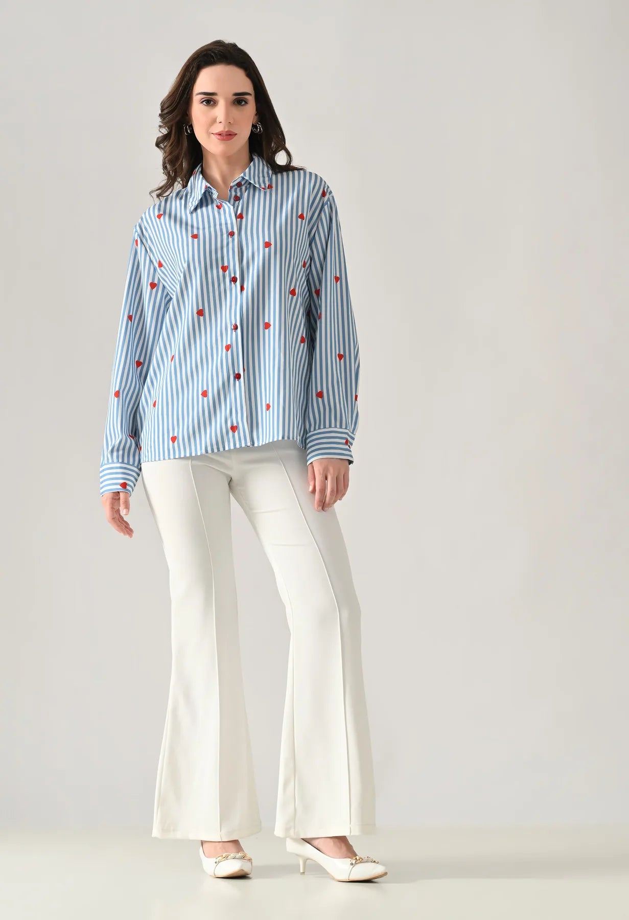 Striped Shirt With Heart Print