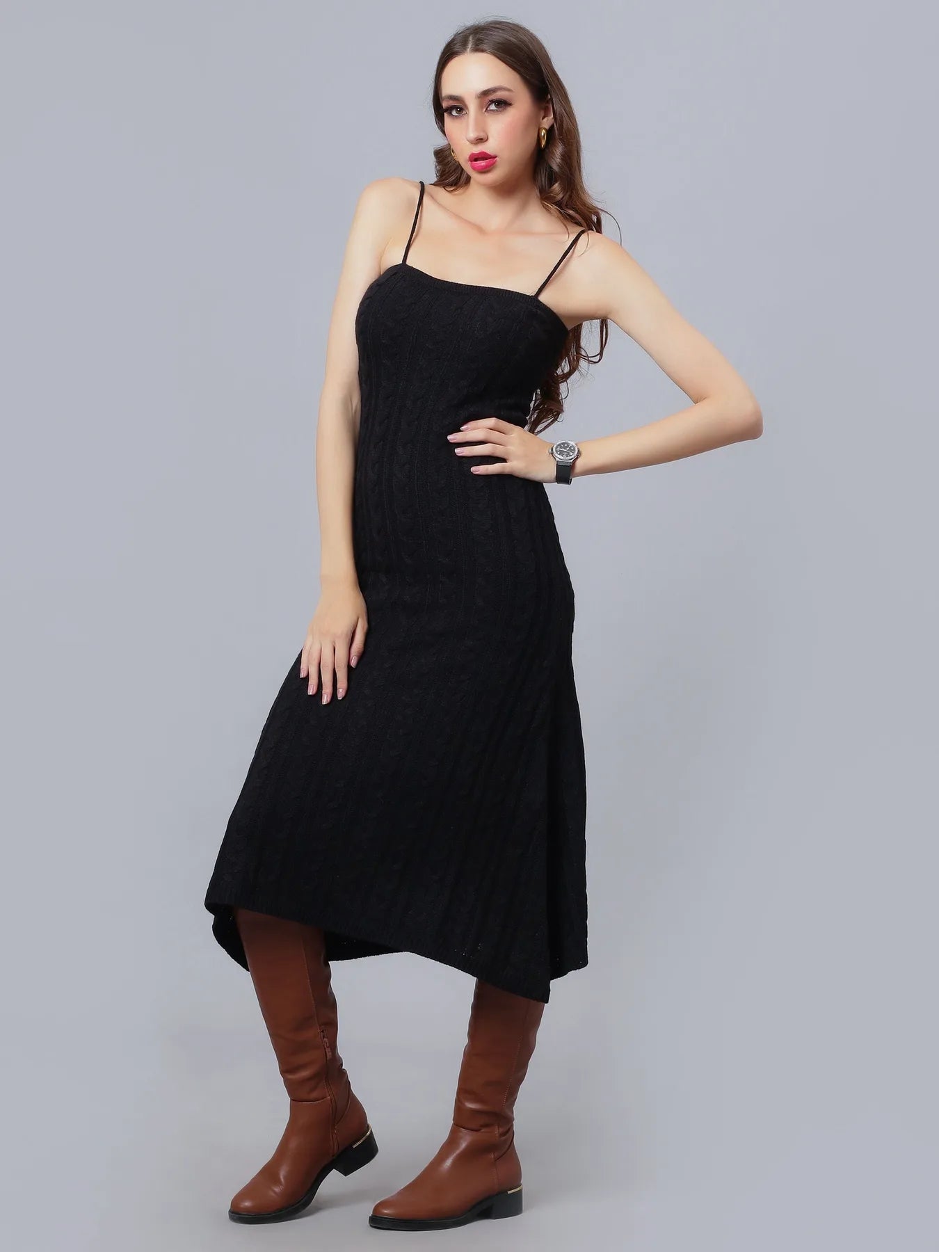 Cable Knitted Midi Dress