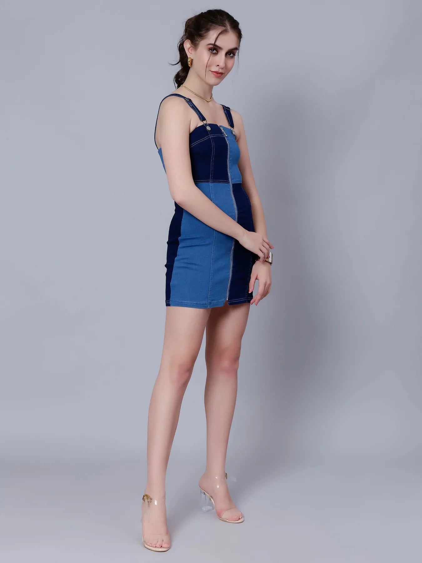 Colorblock Denim Bodycon Dress