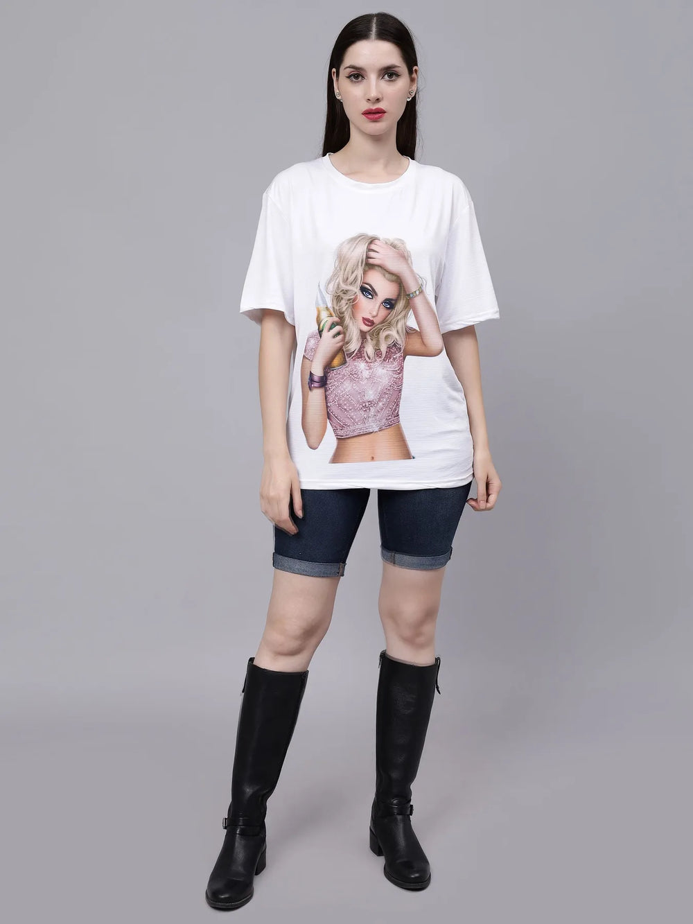 Stylish Girl Graphic Oversized T- Shirt