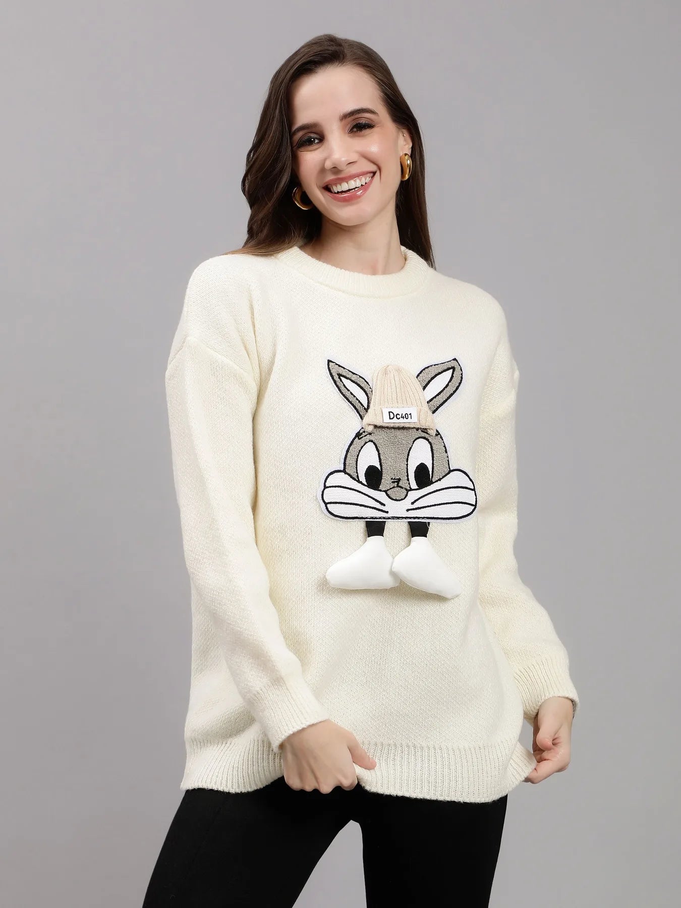 Bunny Patch Knitted Long Pullover