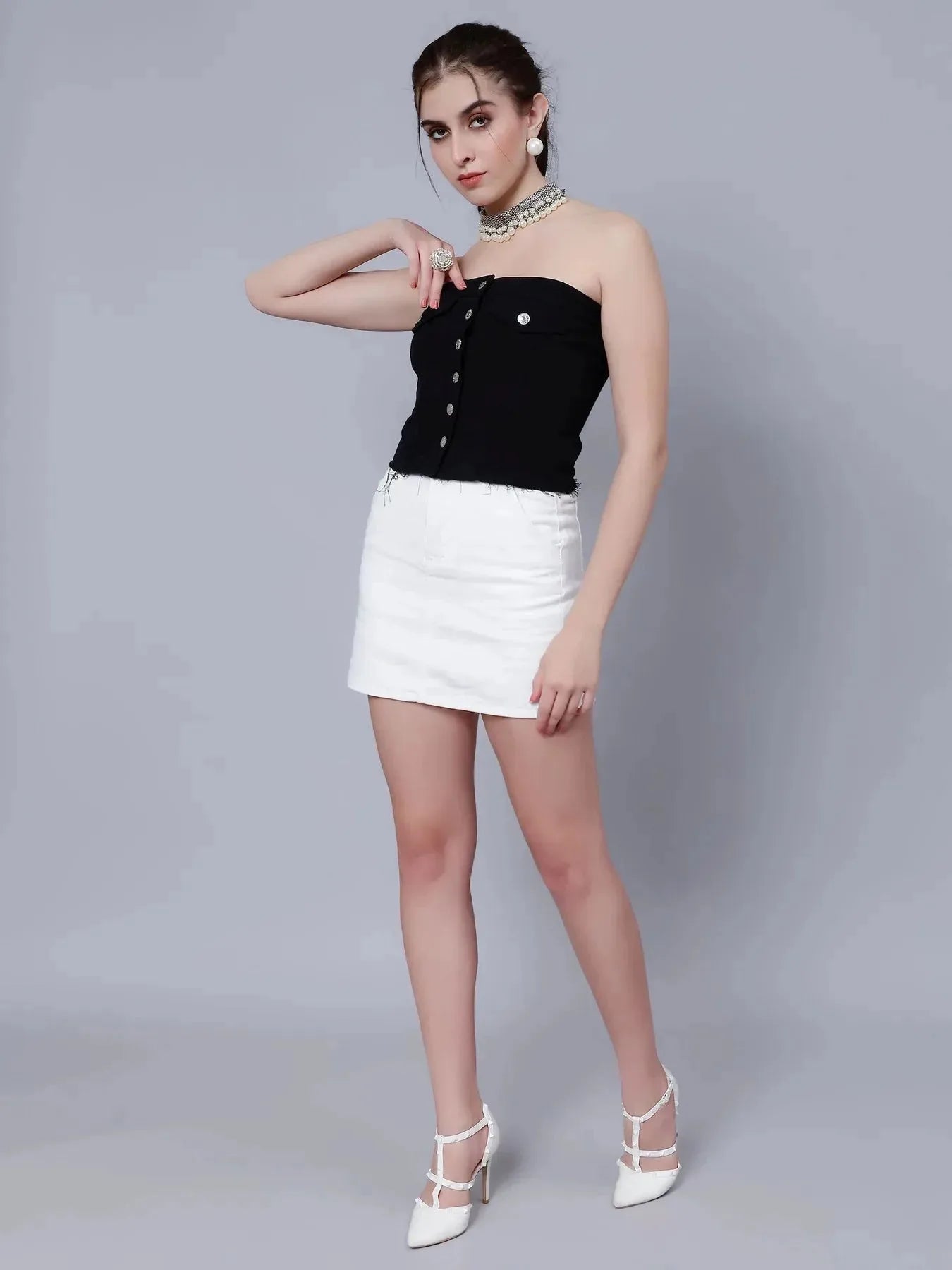 Denim Corset Crop Top