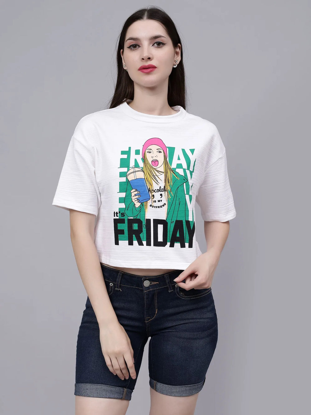 Friday Printed Crop T-Shirt
