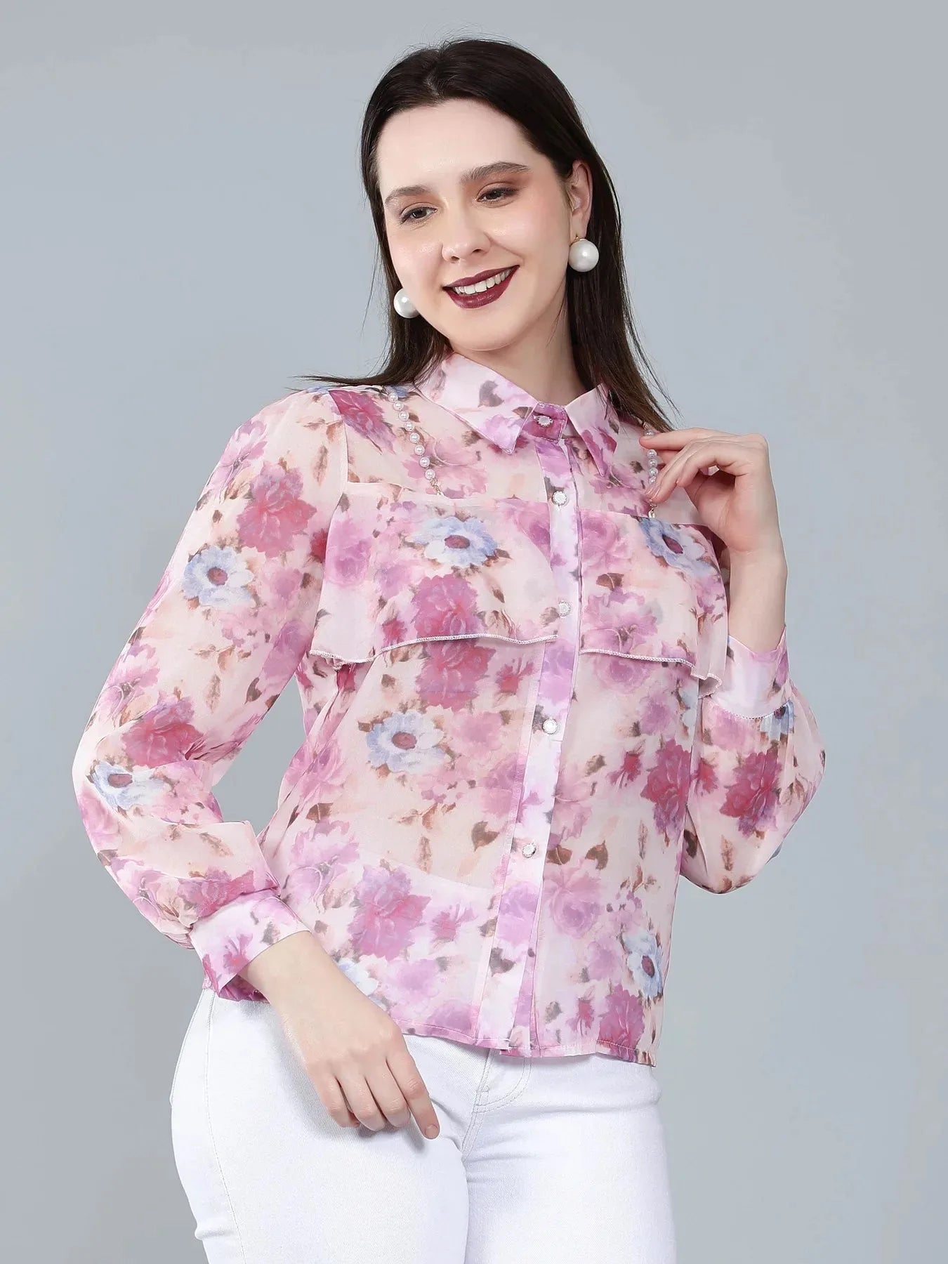 Ruffle Floral Shirt