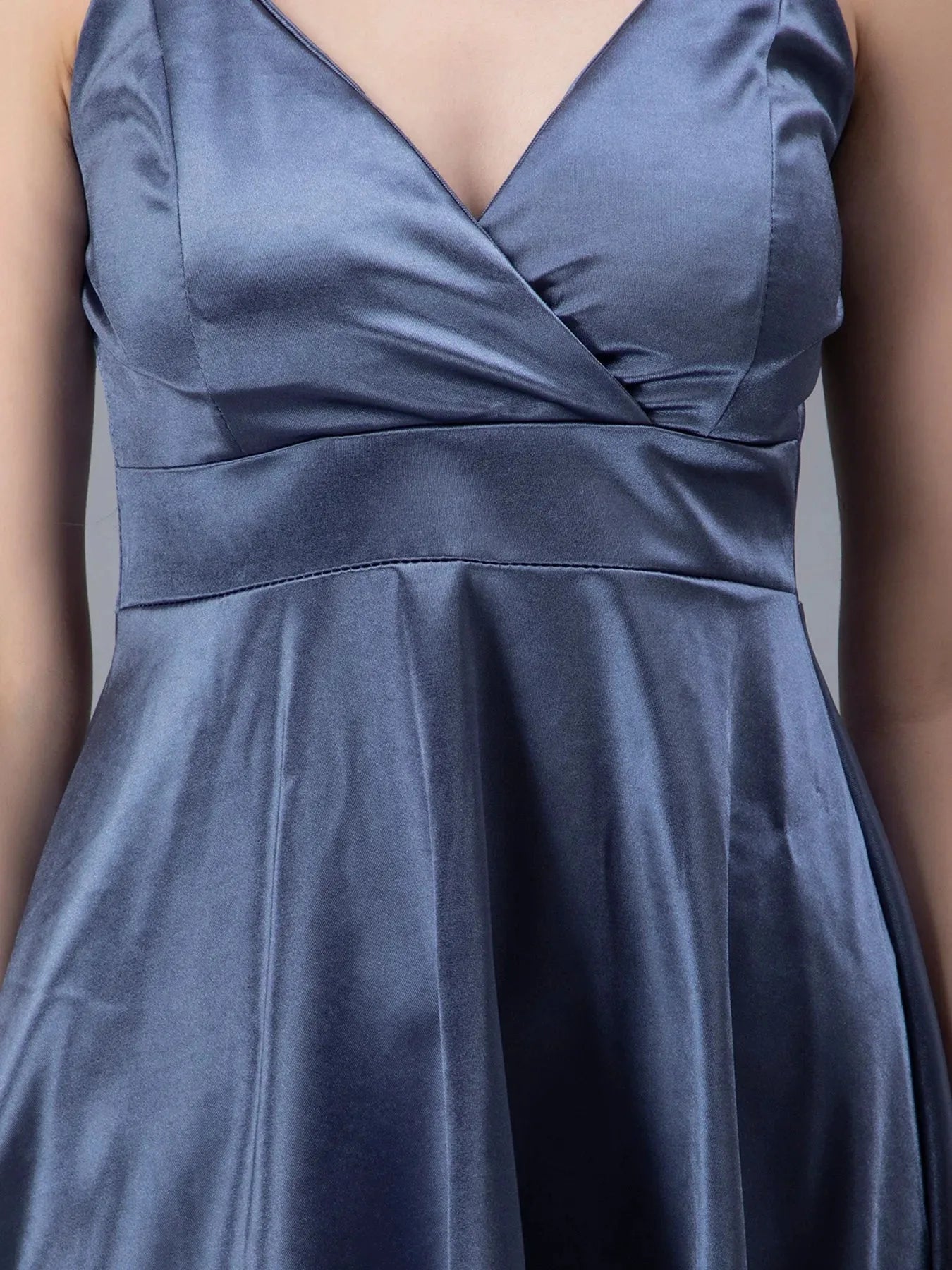 Pearl Straps Front Overlap Dress