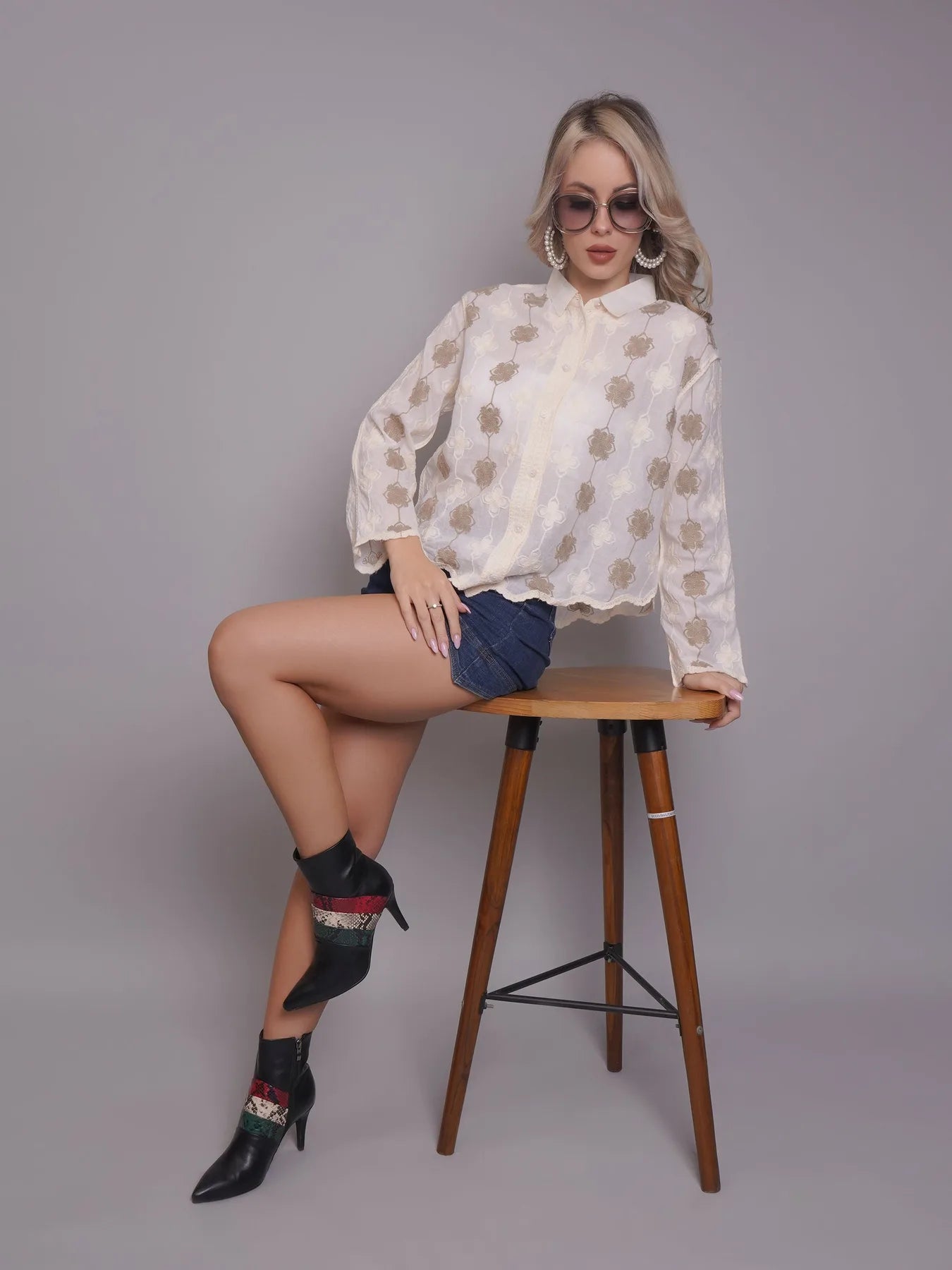 Chain Stitch Embroidered Shirt