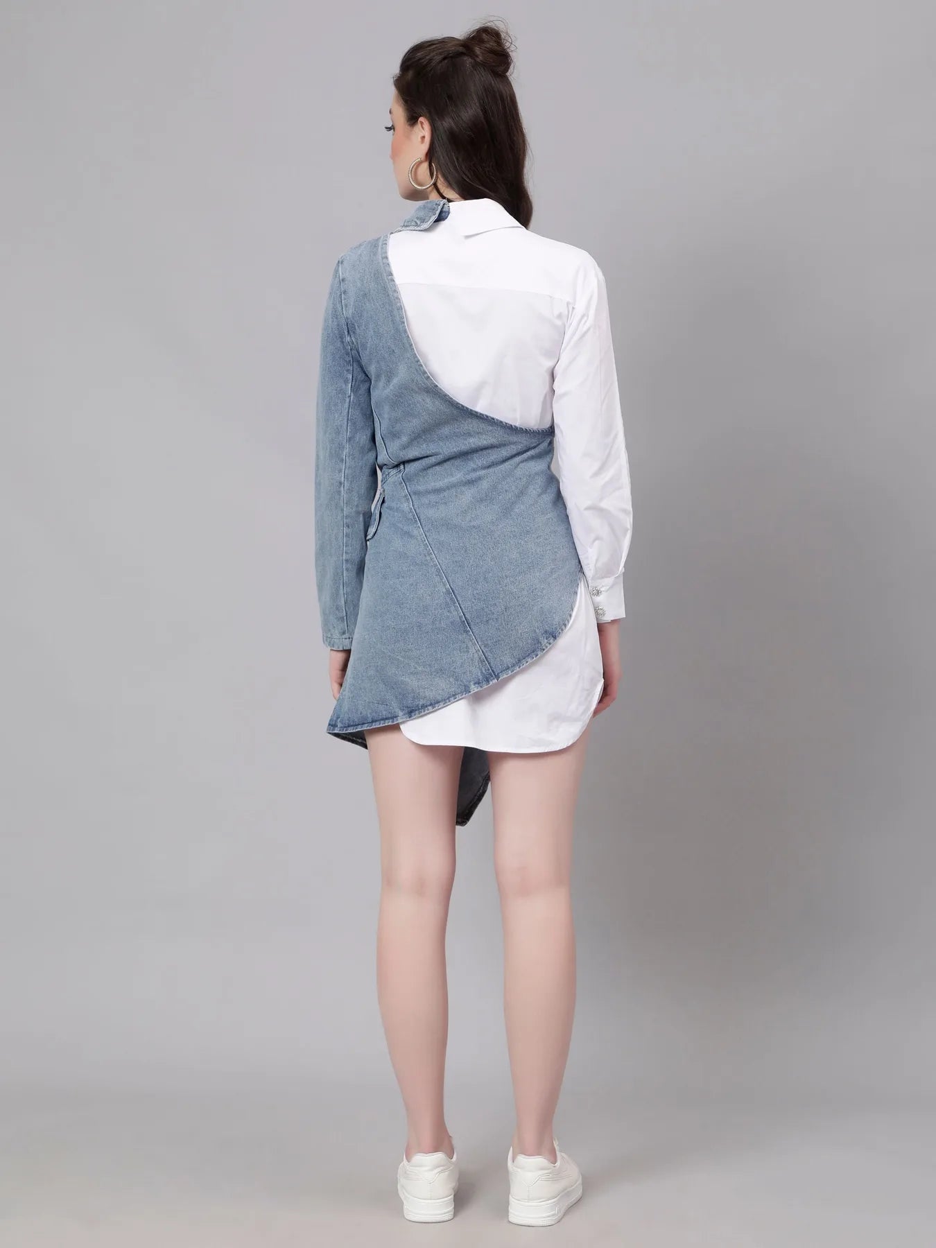 Asymmetrical Denim Shirt Dress