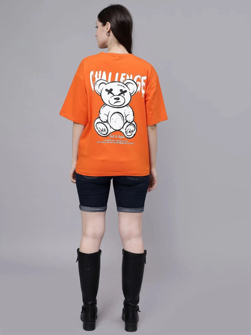 Bear Printed Cotton Oversized T-Shirt