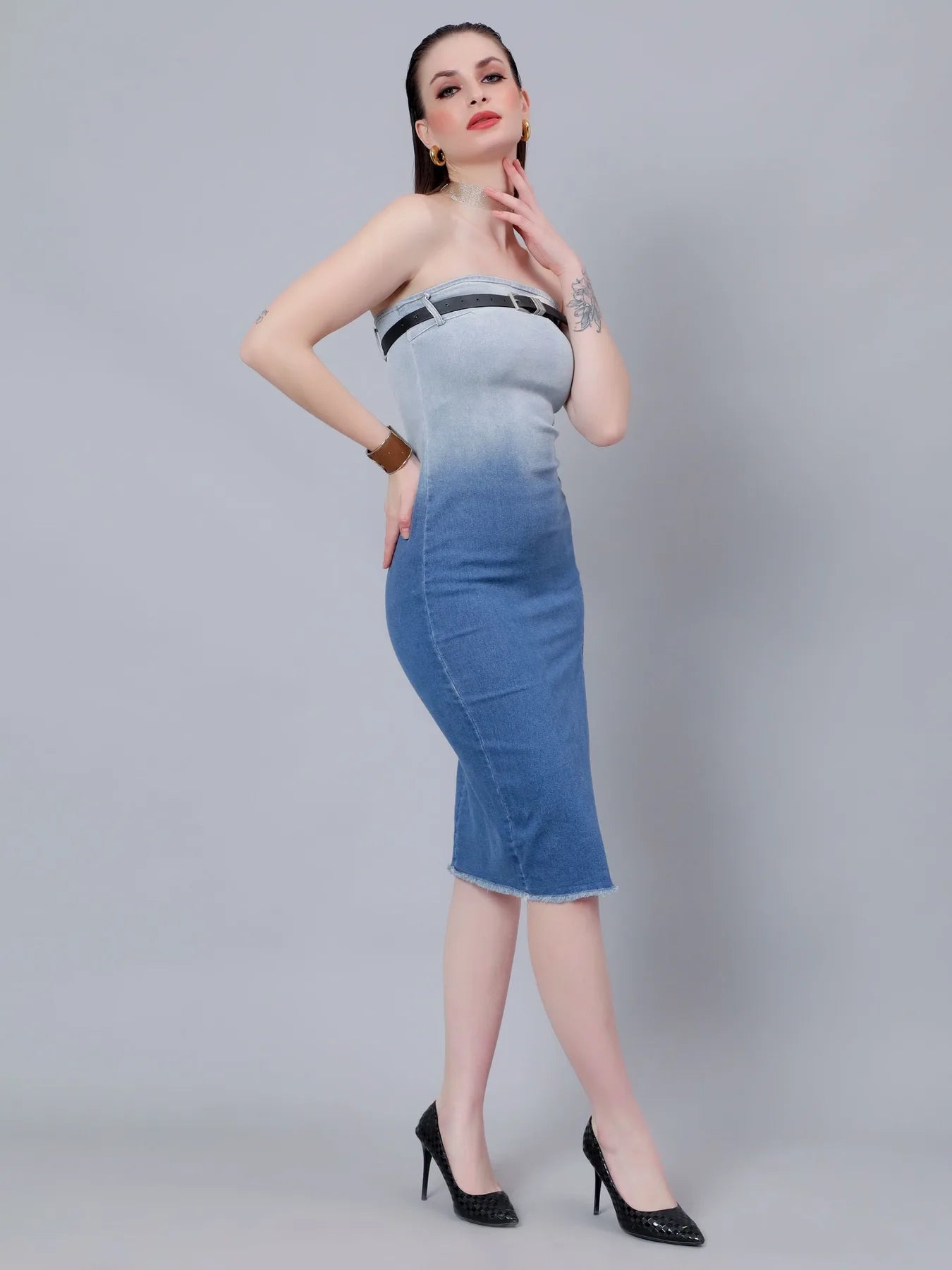 Gradient Tube Denim Dress