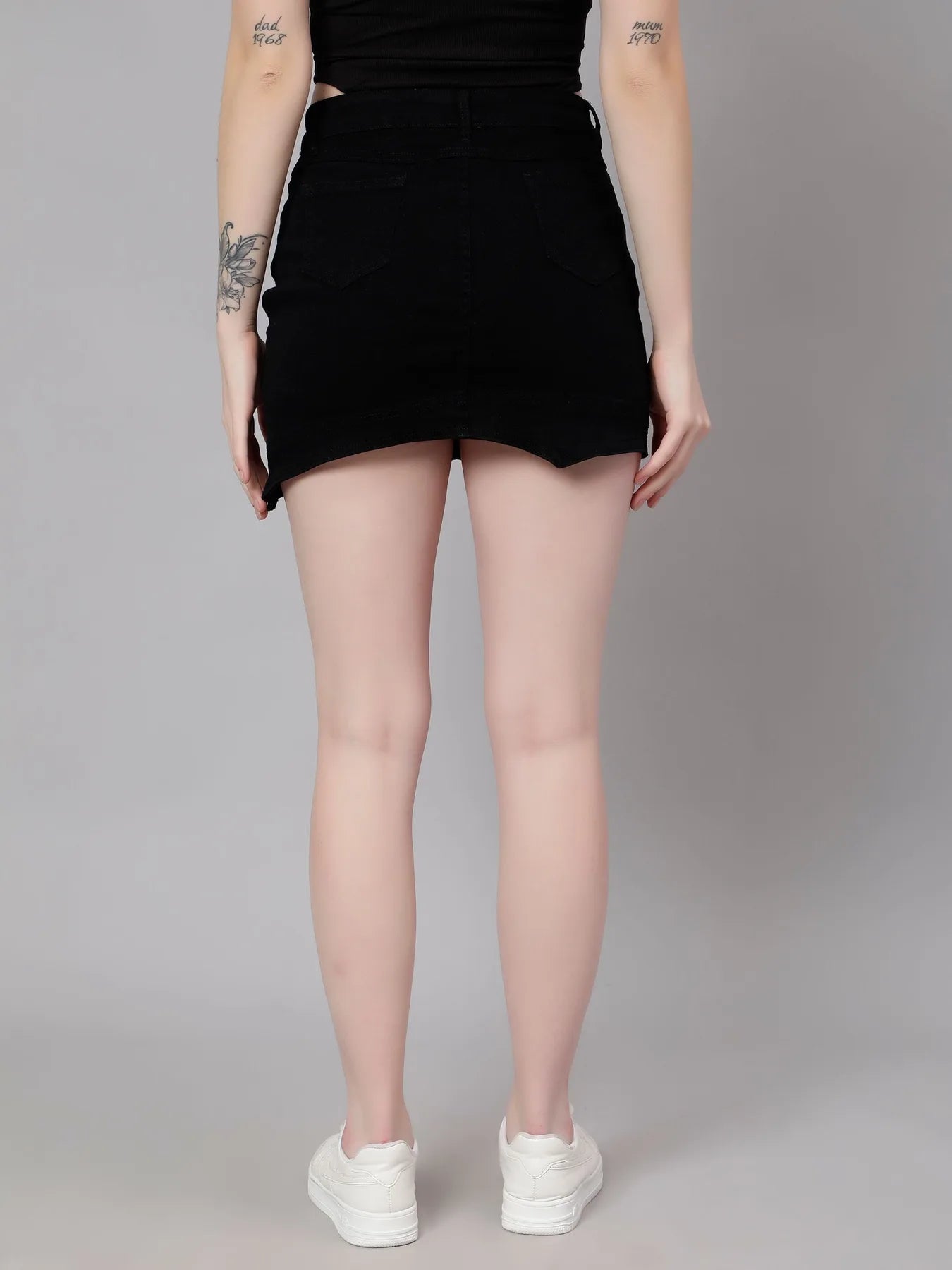 Asymmetrical Denim Mini Skirt