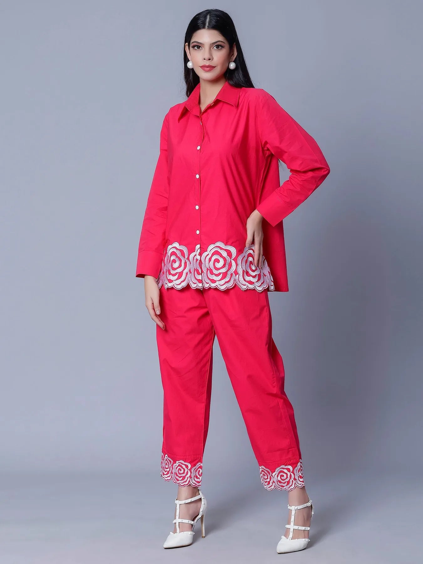 Flower Embroidery Two-Piece Set