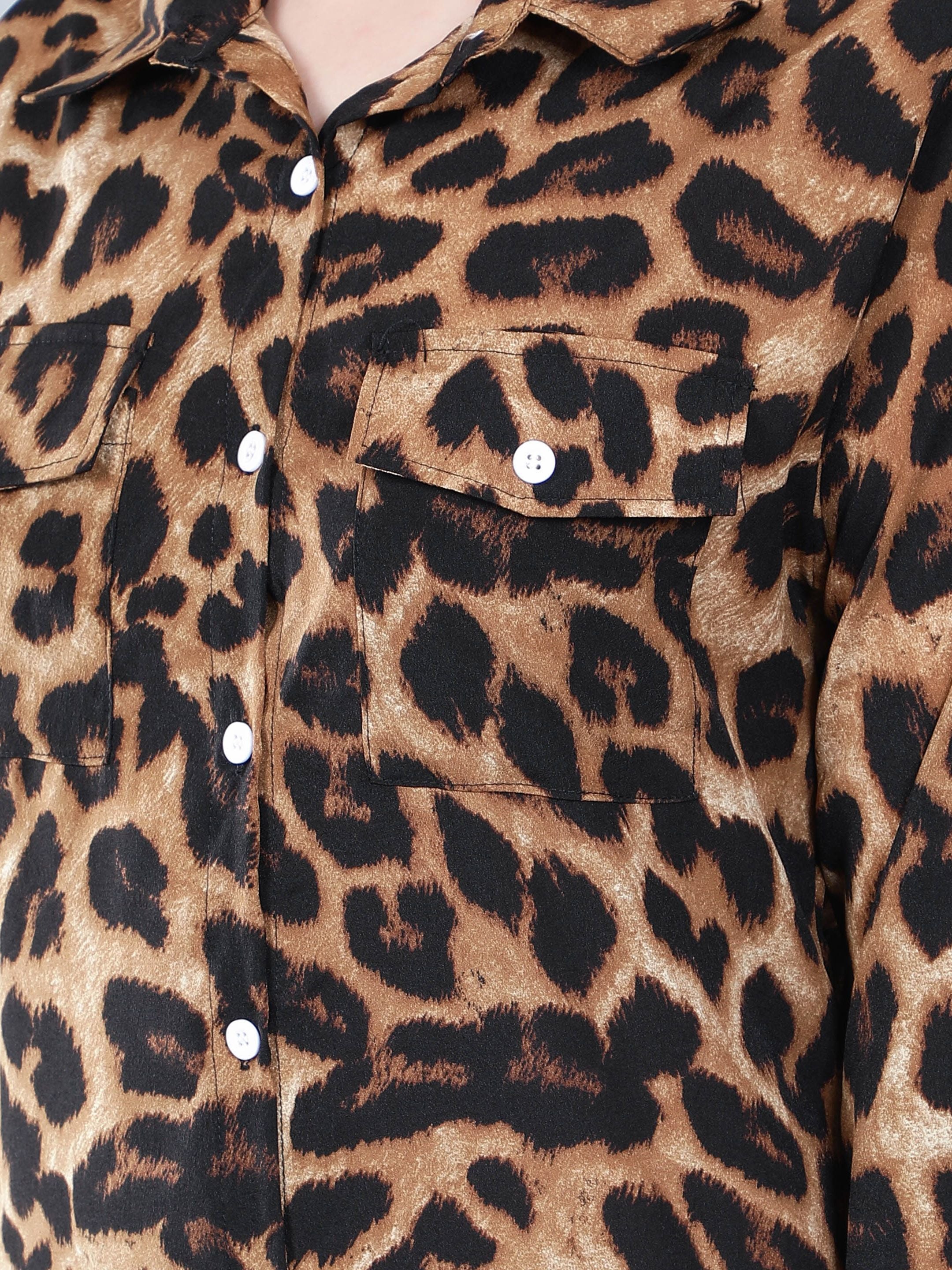 Leopard Print Long Shirt Dress
