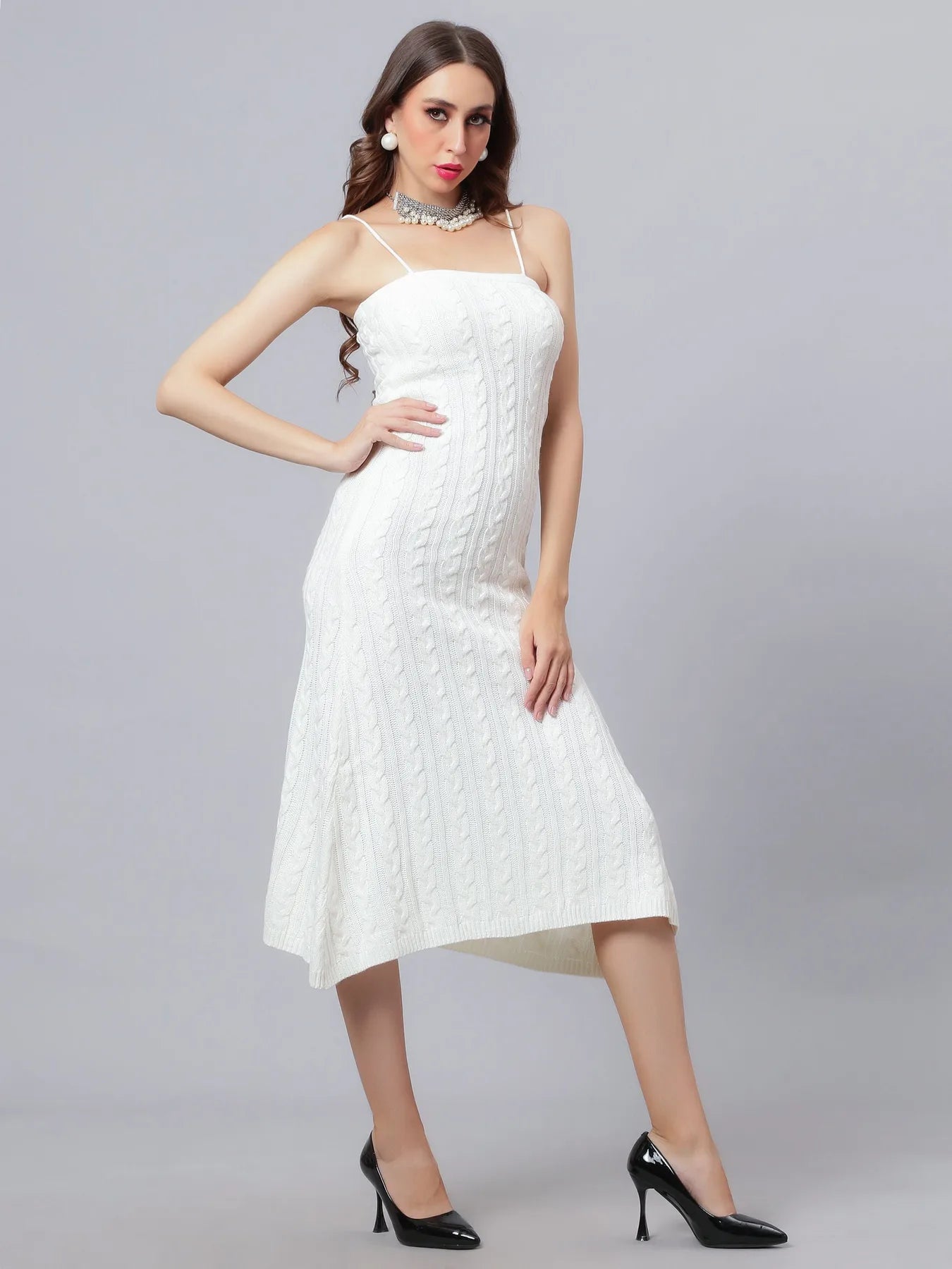 Cable Knitted Midi Dress