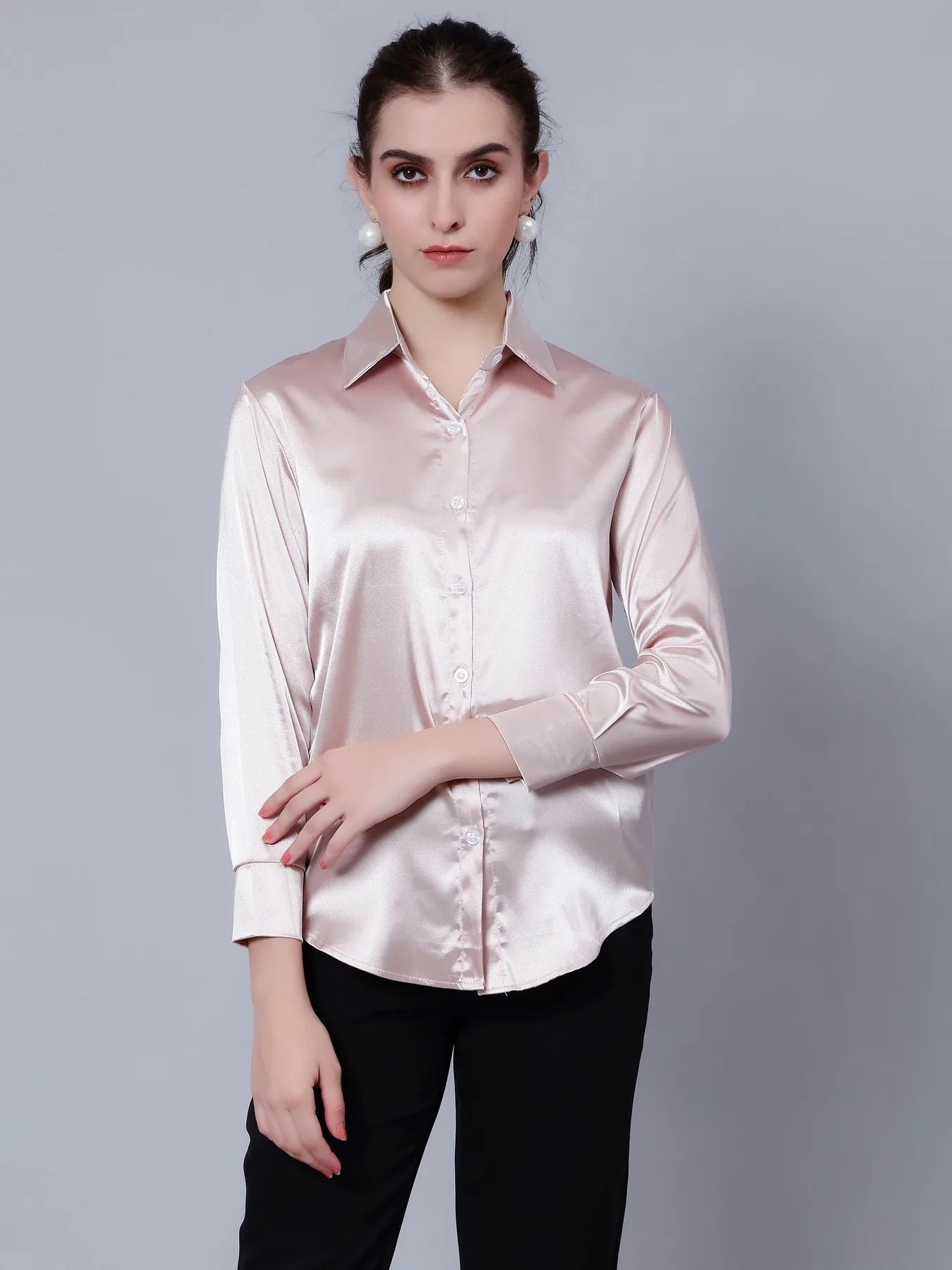 Elegant Ribbon Satin Shirt